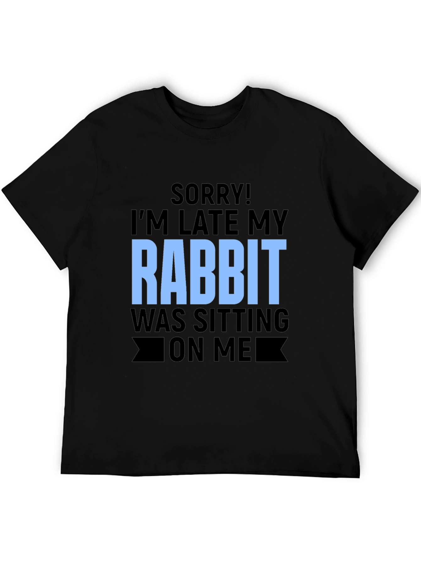 Black Funny Rabbit Sitting T-Shirt view 5