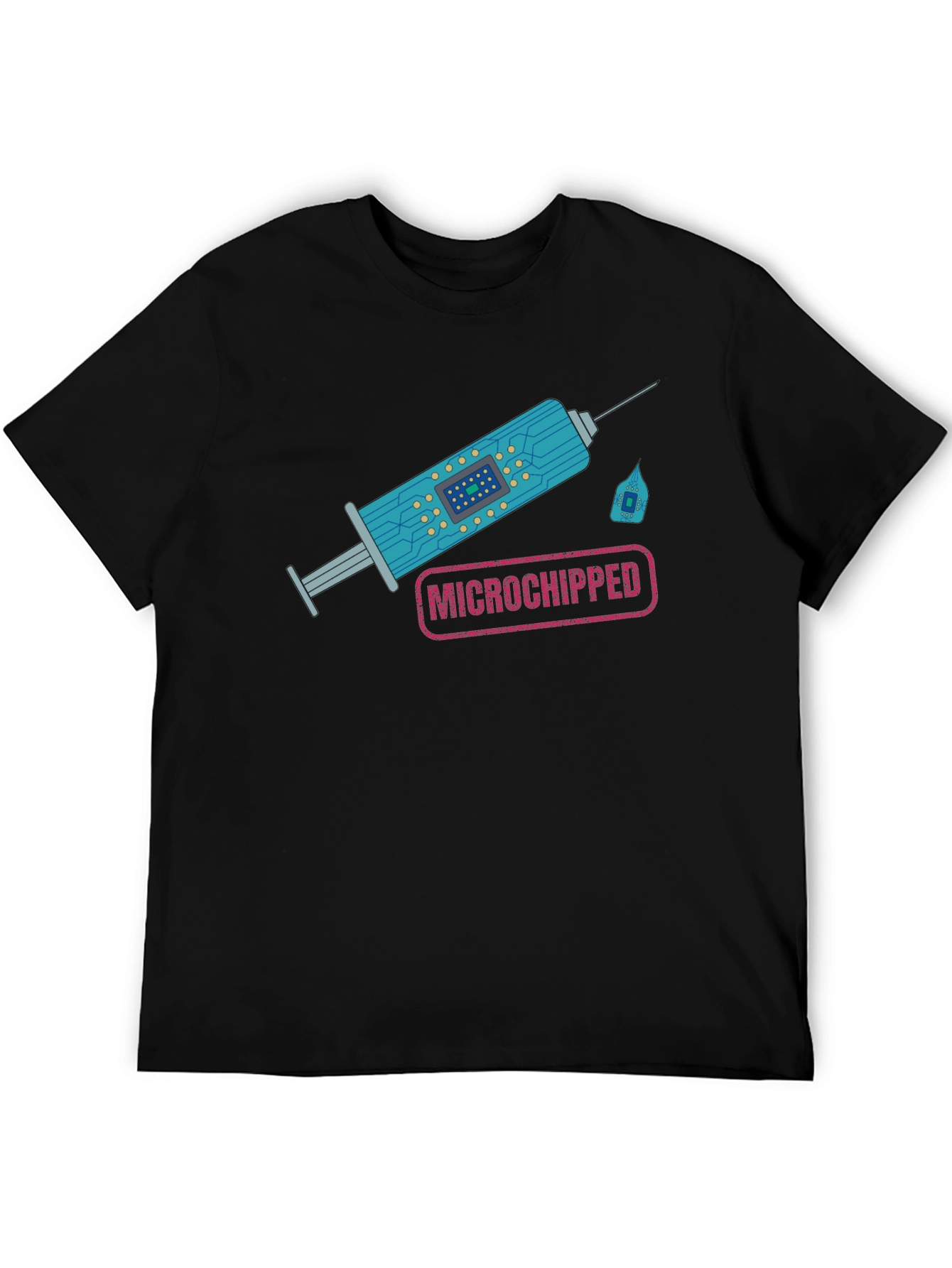 Black Microchipped Syringe Graphic Tee - Black T-Shirt view 5