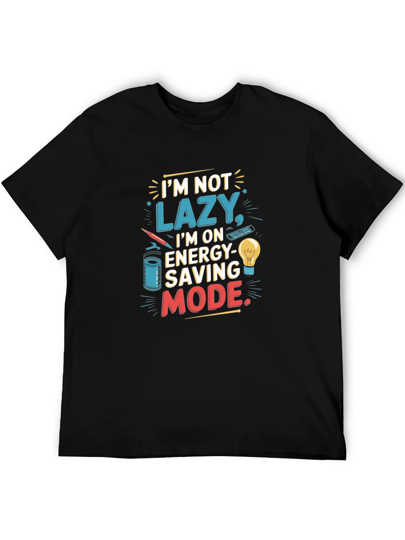 Black Energy Saving Mode Graphic T-Shirt view 5