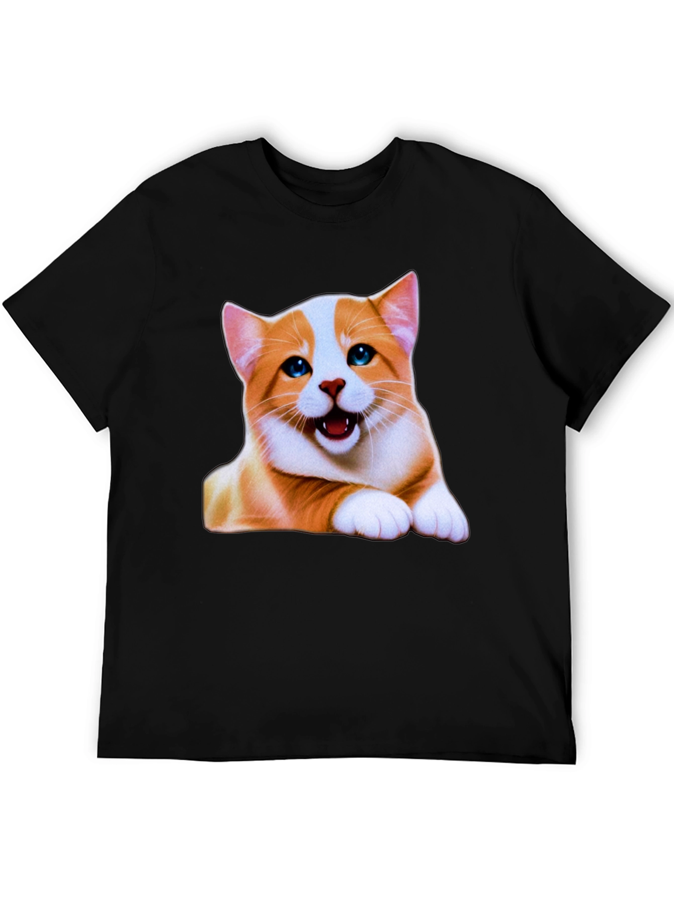 Black Cute Cat Graphic Tee - Men's Black T-Shirt view 5