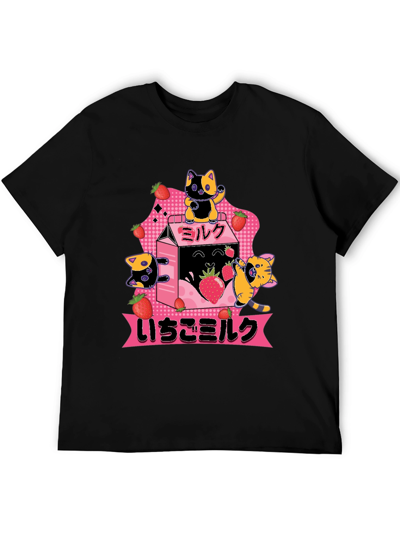 Black Strawberry Milk Cats T-Shirt view 5