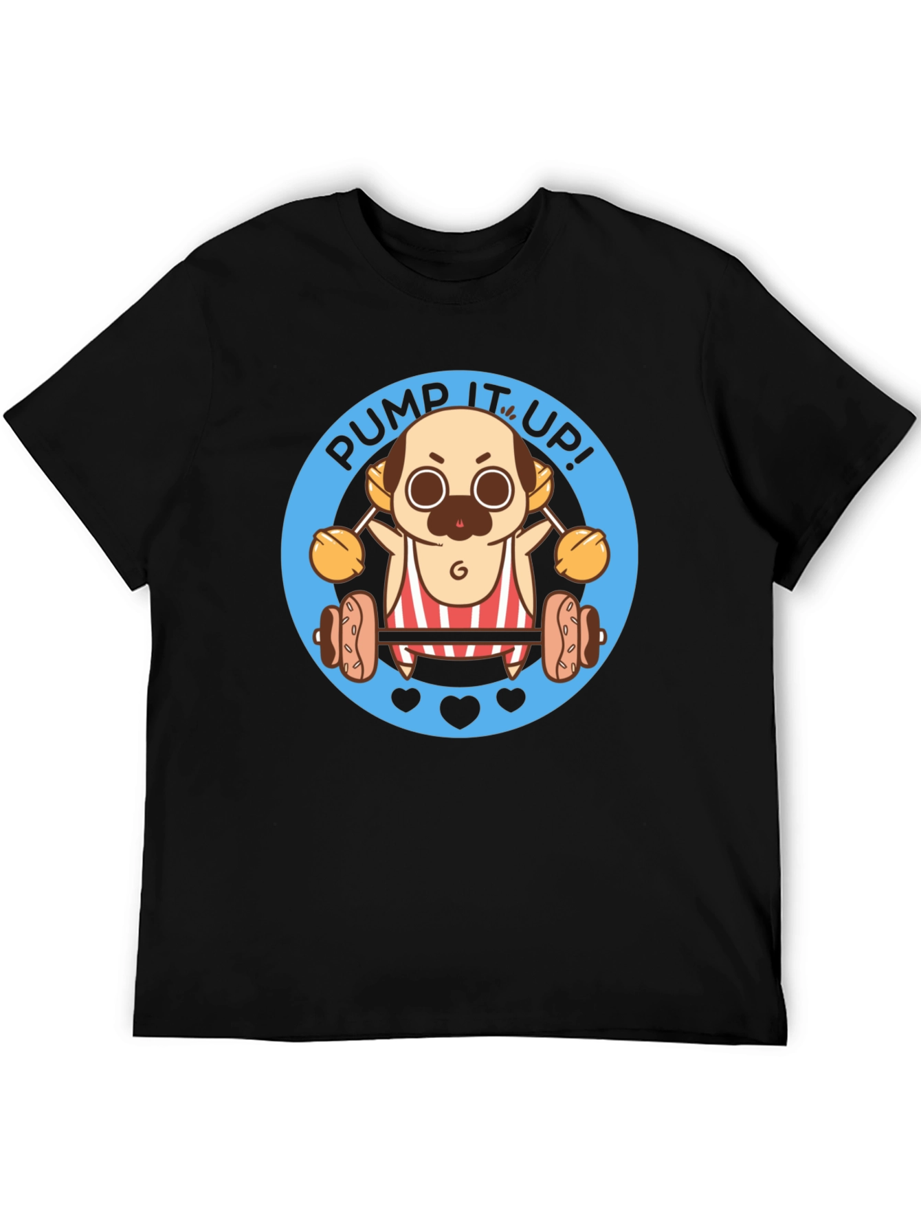 Black Pump It Up Pug T-Shirt view 5