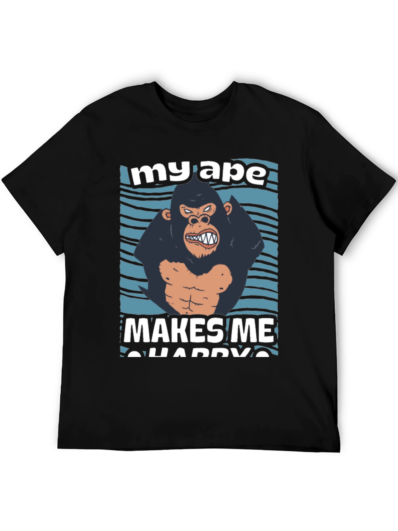 Black My Ape Makes Me Happy Graphic T-Shirt view 5