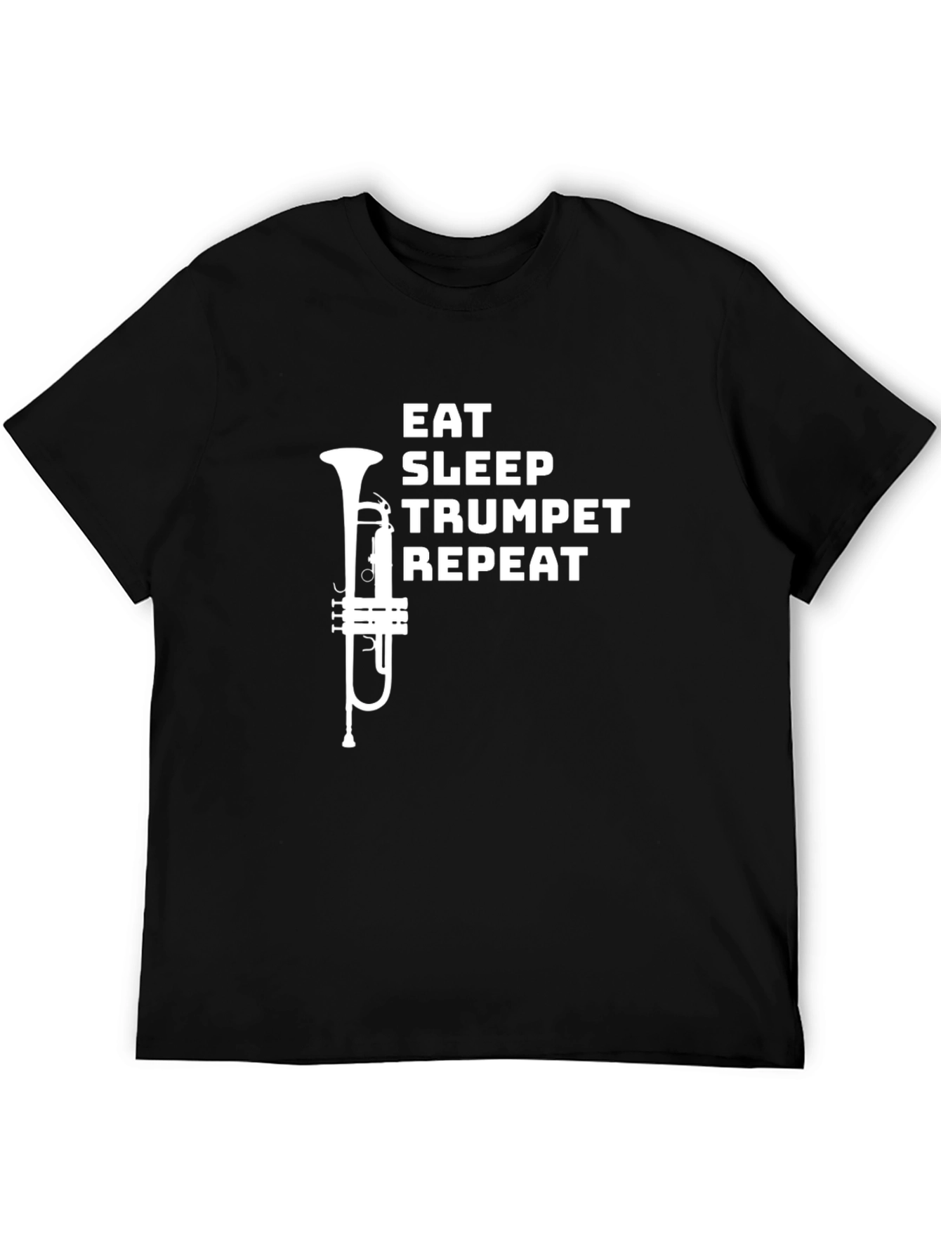 Black Eat Sleep Trumpet Repeat Graphic Tee view 5