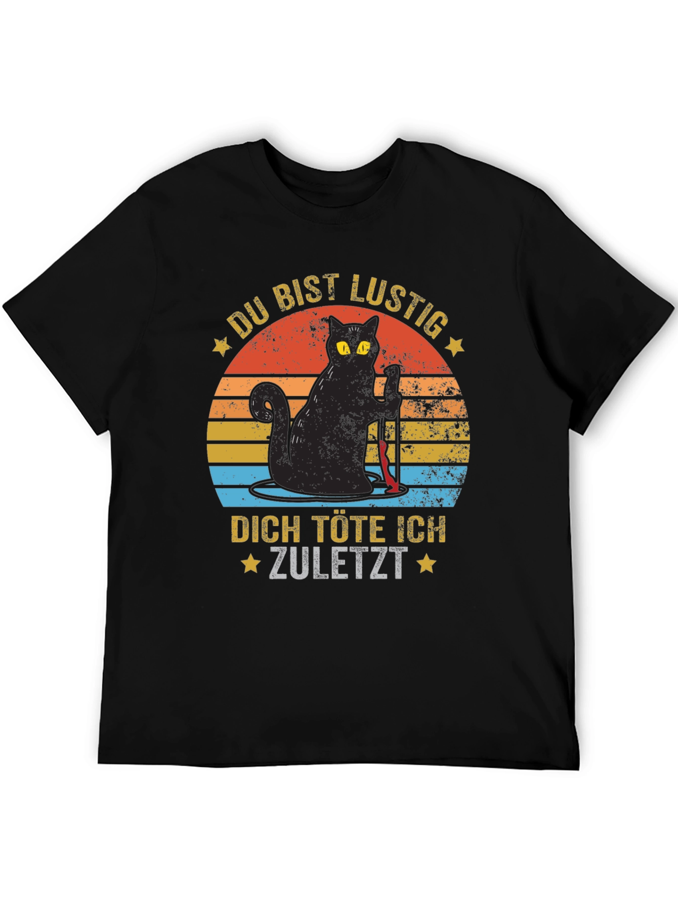 Black Du Bist Lustig Black Cat Graphic Tee view 5