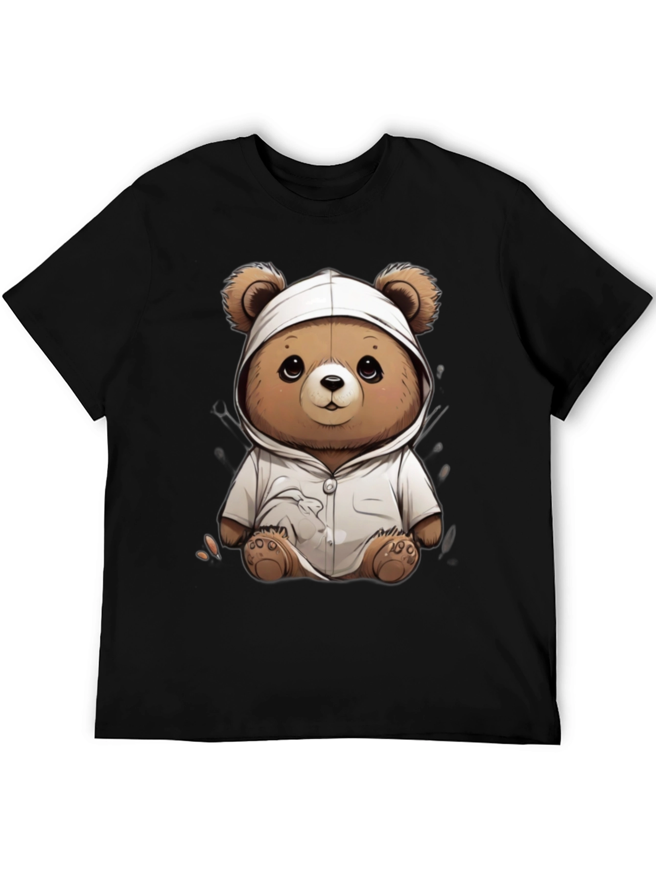 Black Teddy Bear Hoodie T-Shirt - Soft & Stylish view 5