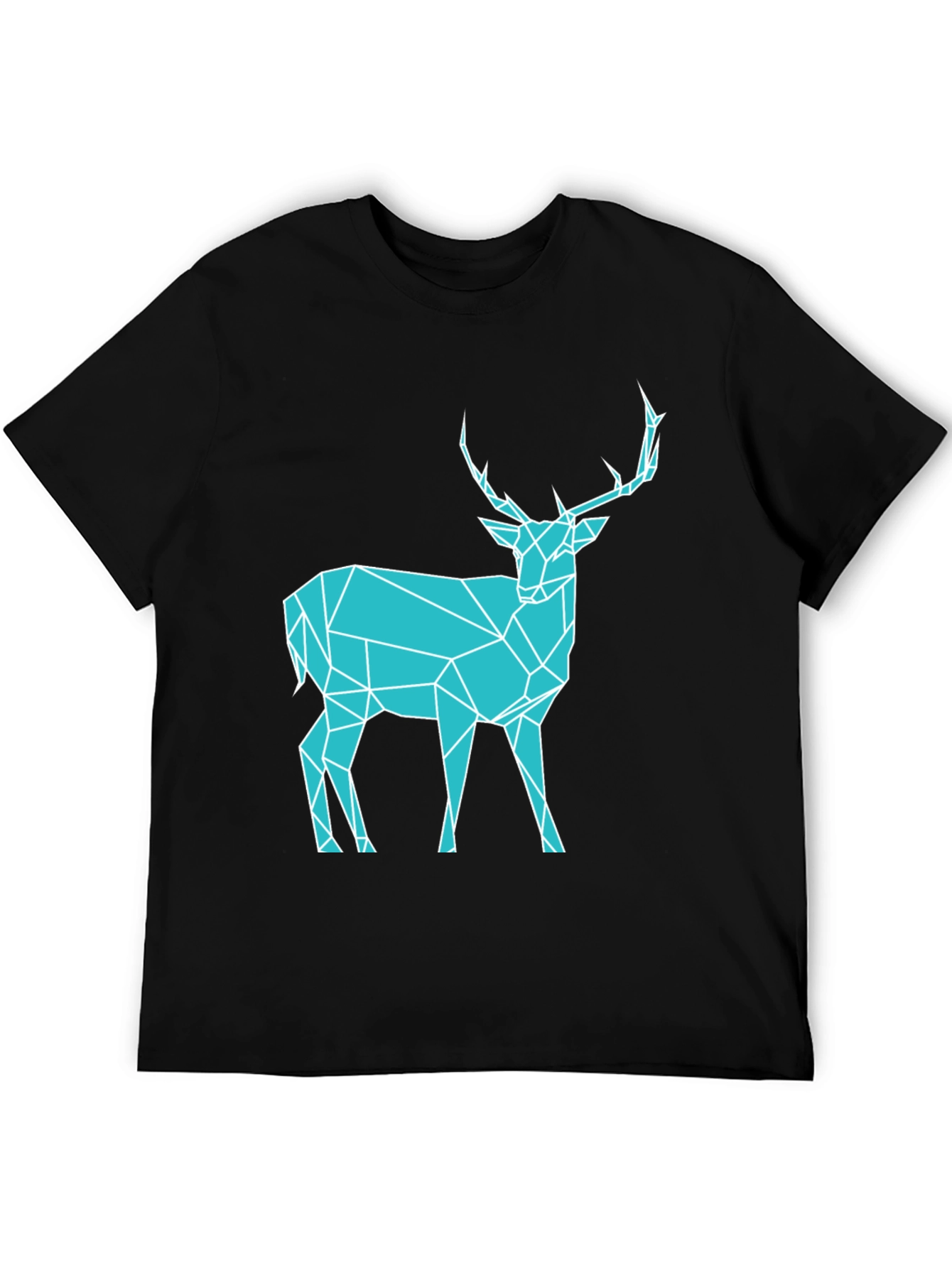 Black Geometric Deer T-Shirt - Modern Graphic Tee view 5