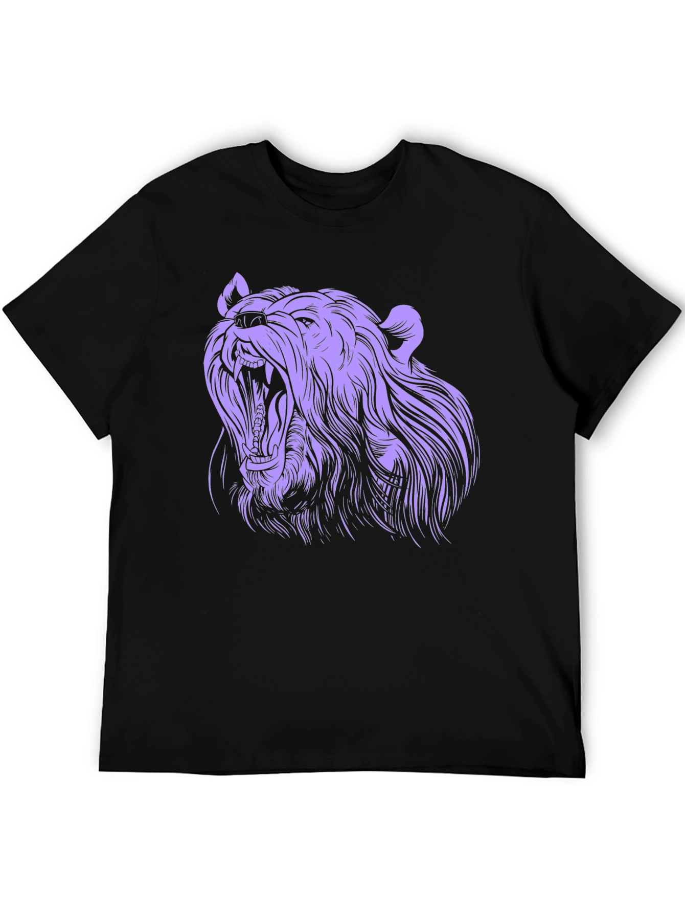 Black Roaring Bear Graphic Tee - Black Cotton T-Shirt view 5
