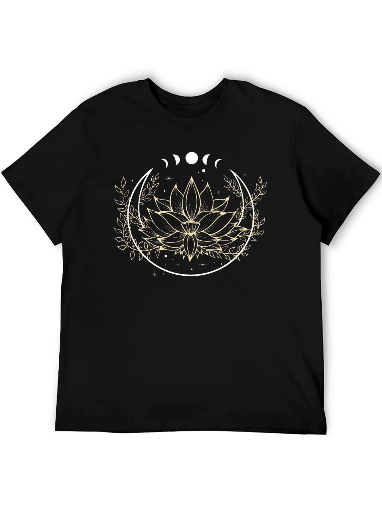 Black Lotus Flower Moon Phase Graphic Tee - Black view 5