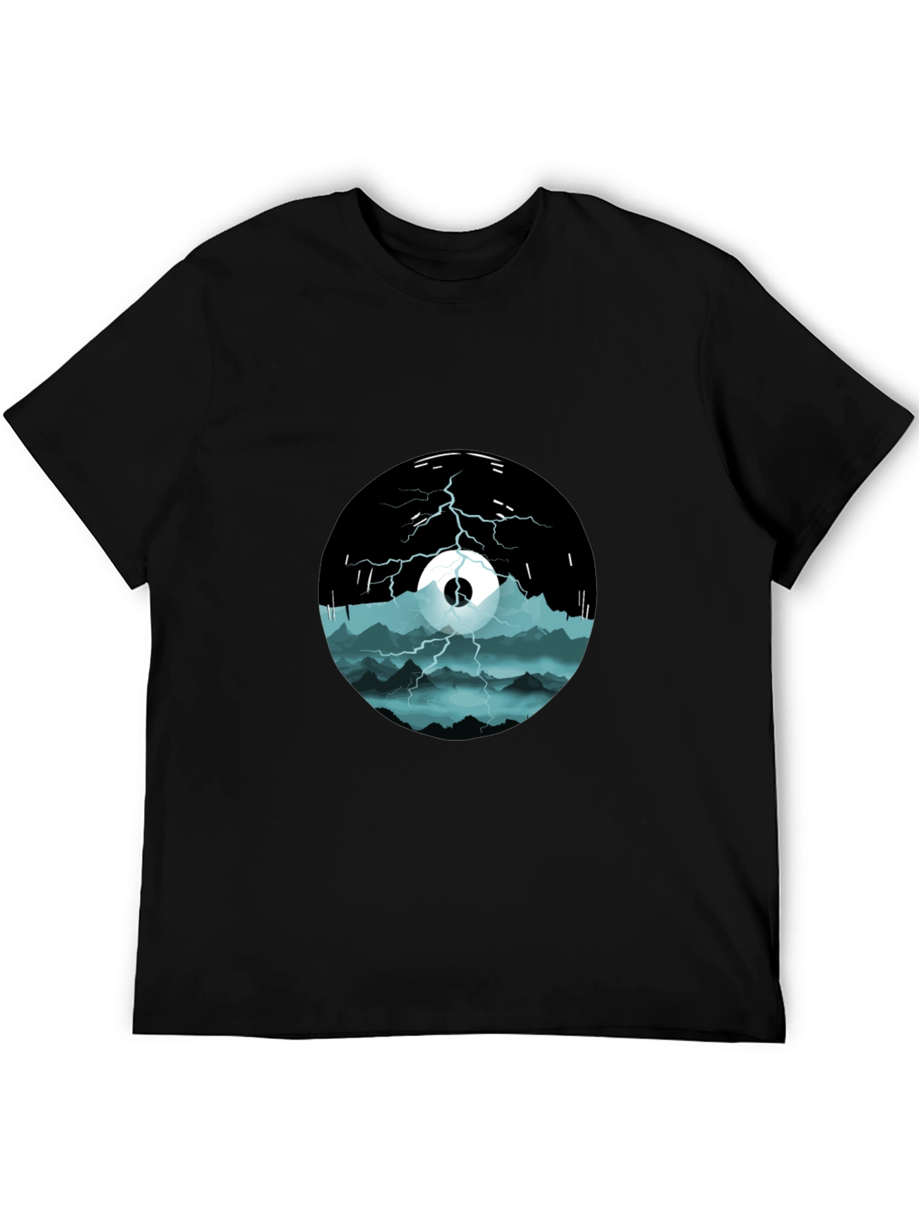 Black Stormy Mountain Graphic Tee - Black Cotton Blend view 5