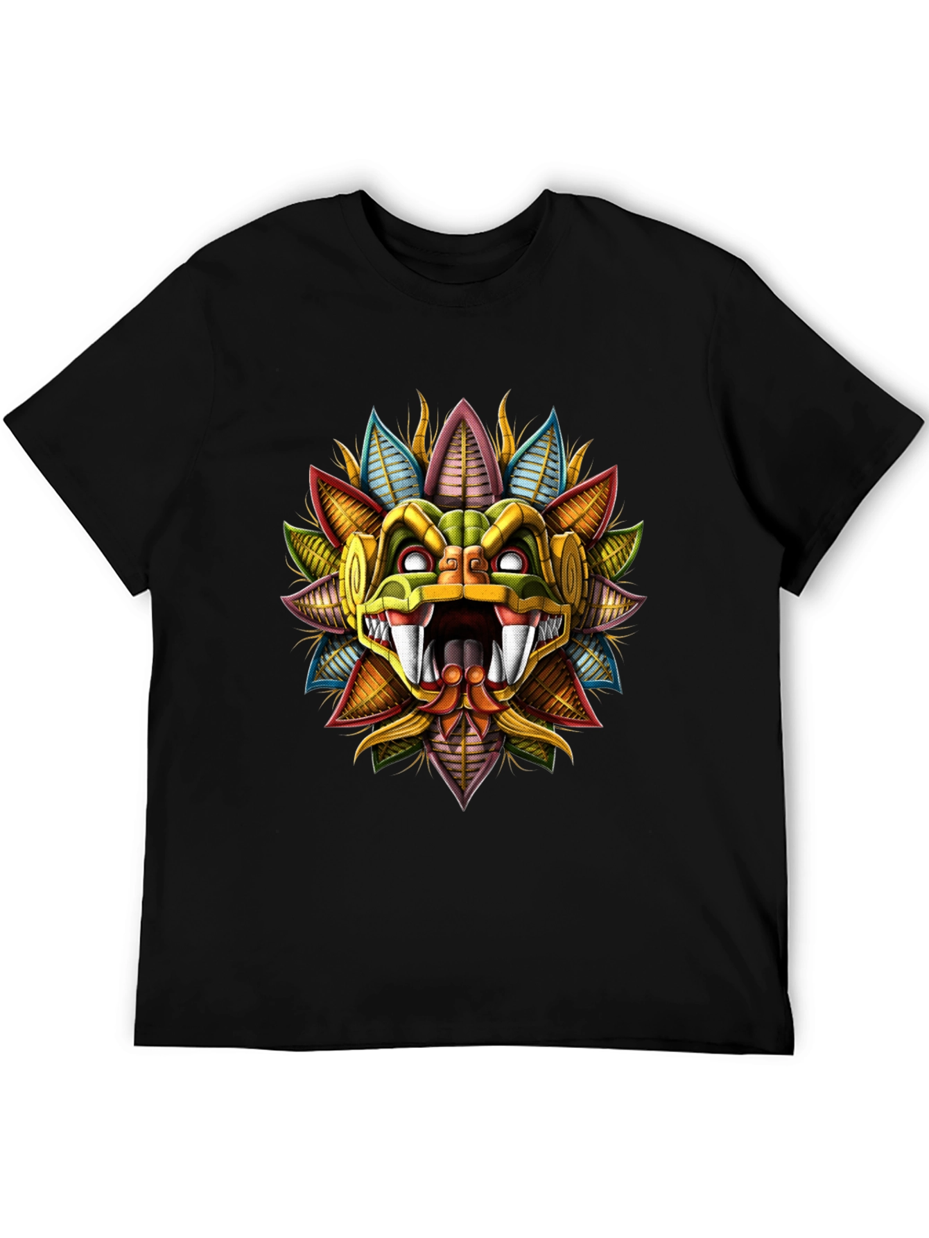 Black Aztec Serpent God T-Shirt - Bold Graphic Tee view 5