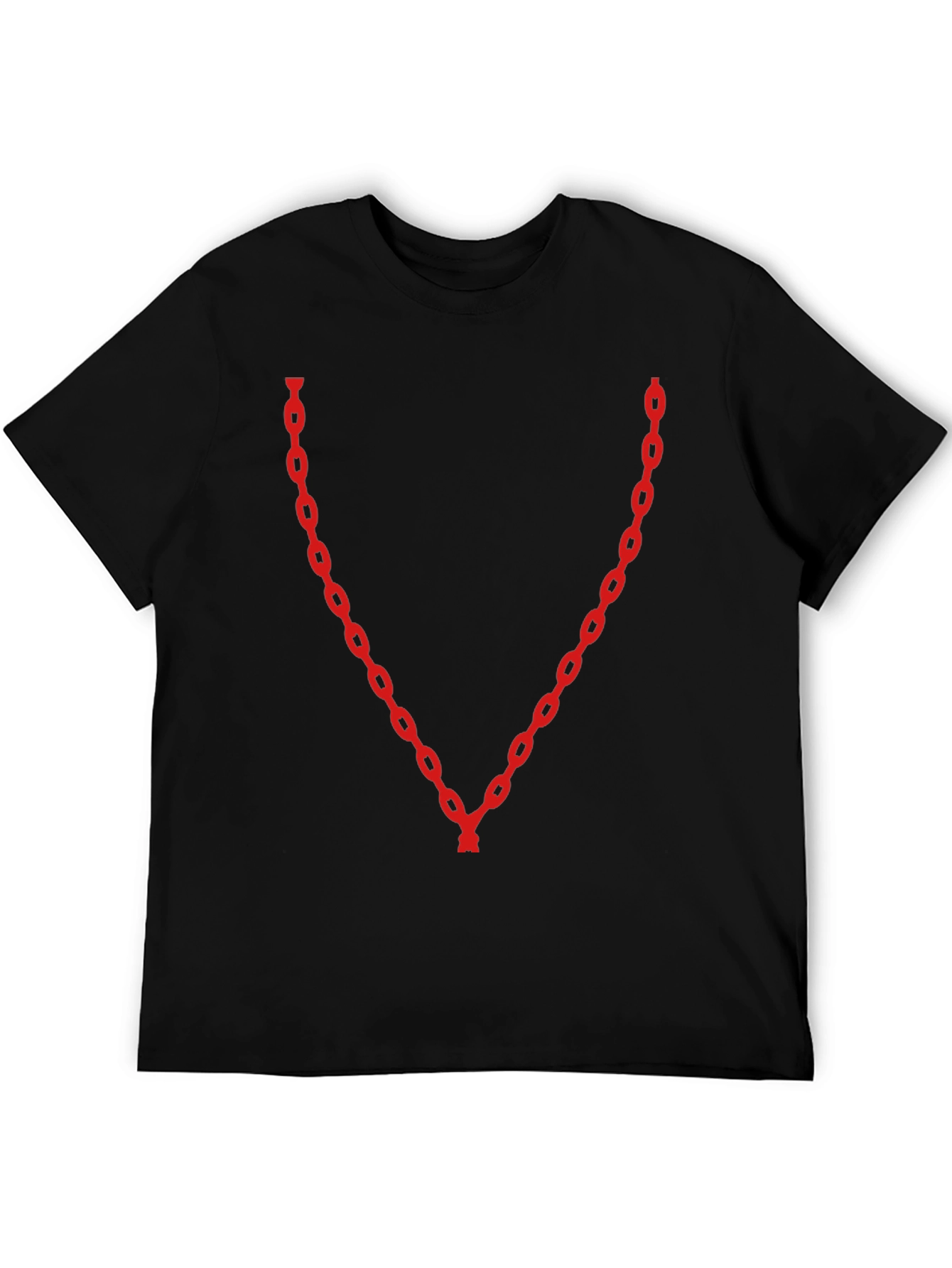 Black Red Chain V-Neck Black T-Shirt view 5