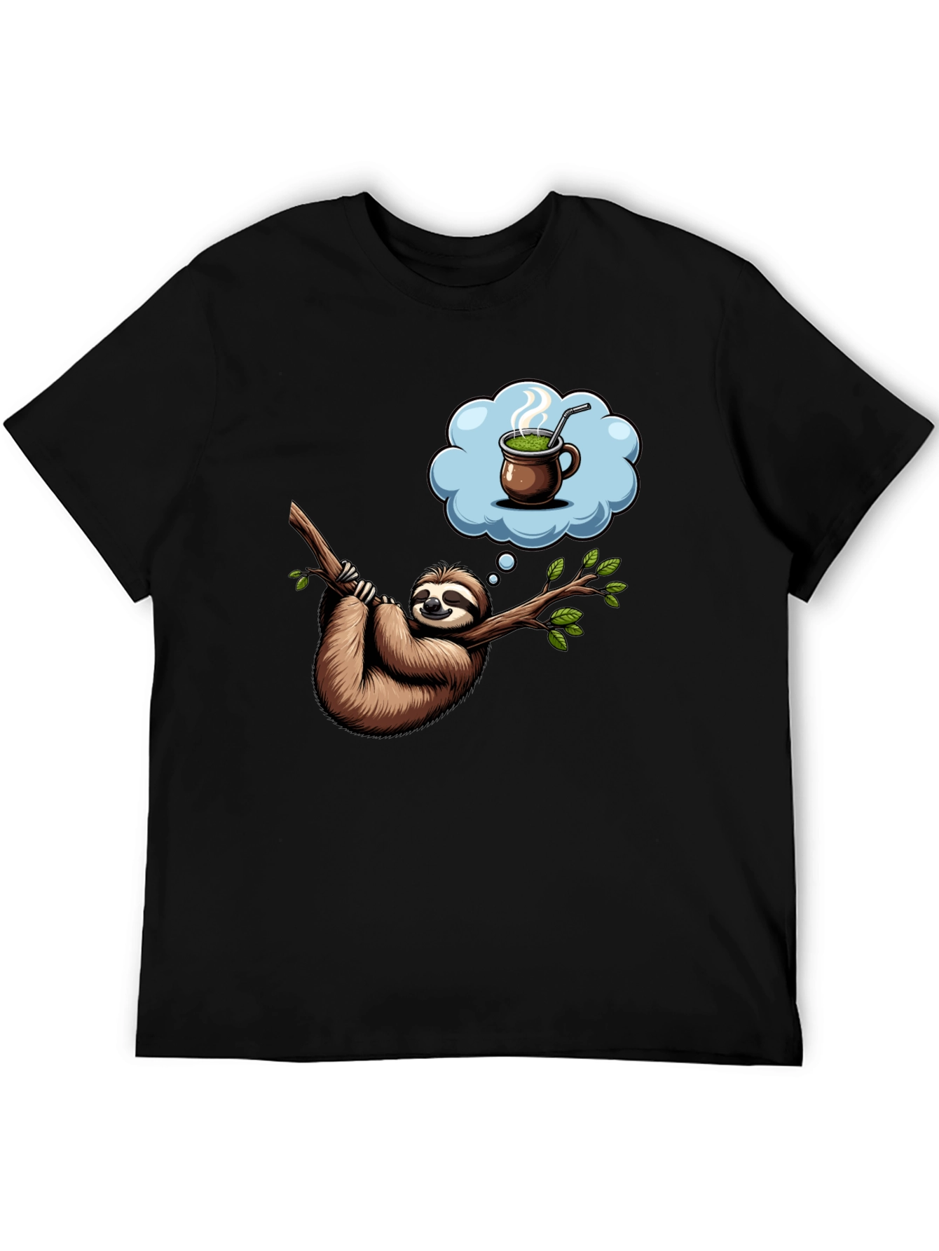 Black Sloth Tea Time T-Shirt - Relaxed Fit, Unique Design view 5