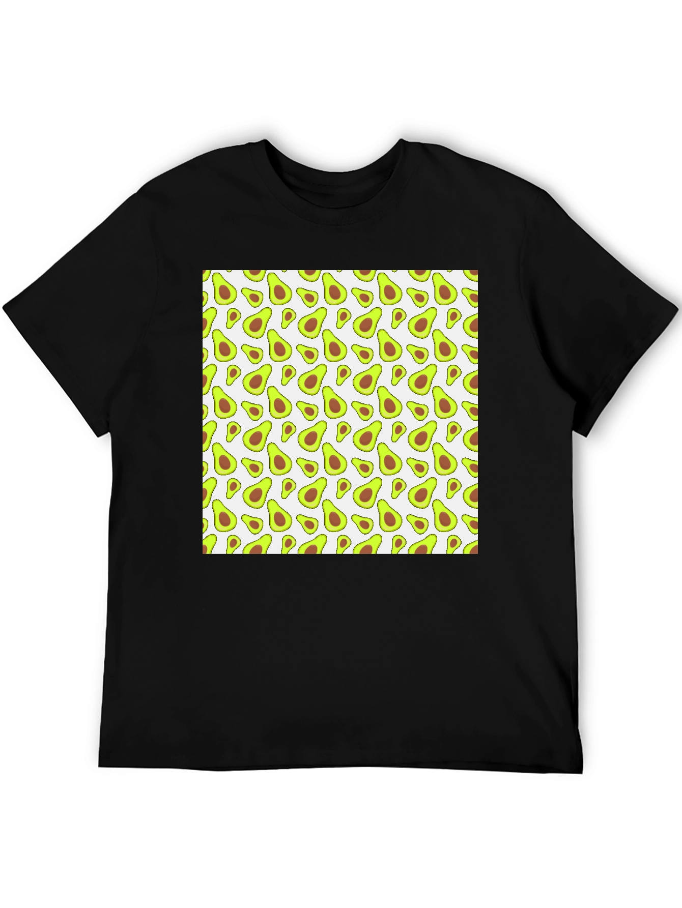 Black Avocado Pattern Black T-Shirt view 5