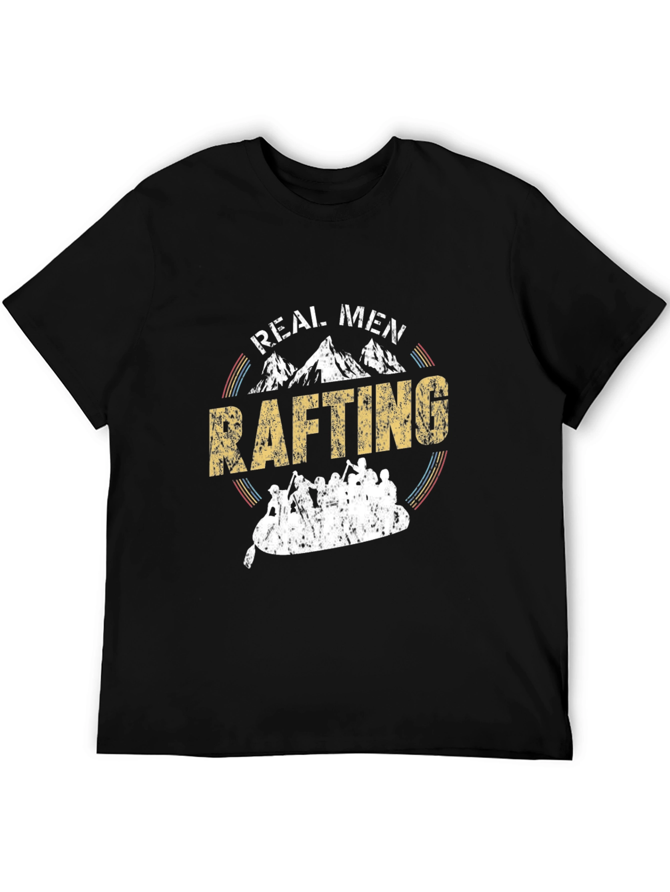 Black Real Men Rafting T-Shirt - Outdoor Adventure Tee view 5