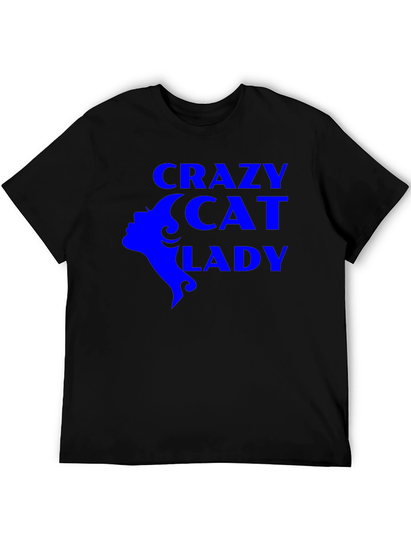 Black Crazy Cat Lady Graphic Tee - Black Unisex T-Shirt view 5