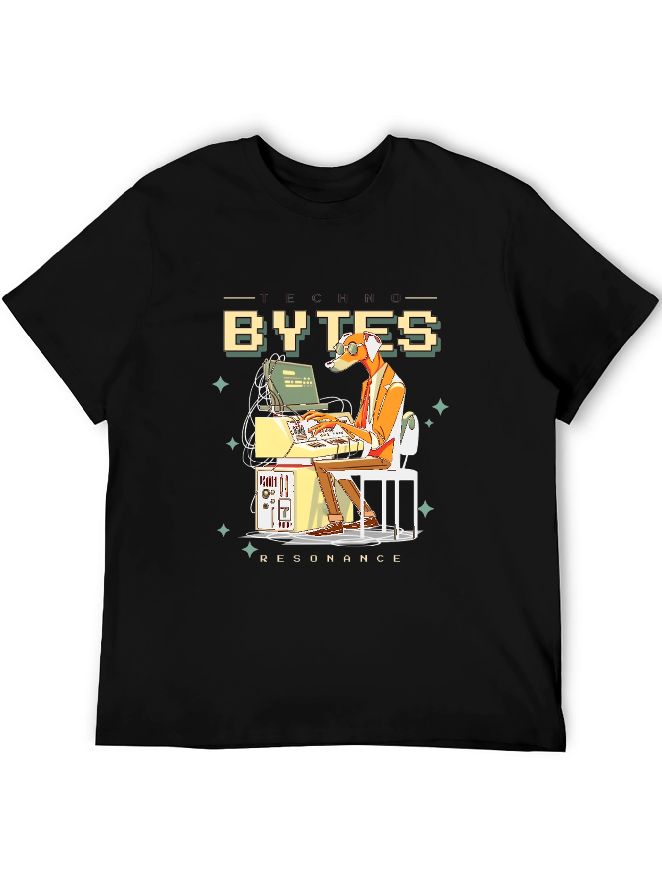 Black Bytes Resonance Graphic T-Shirt - Black Cotton Tee view 5