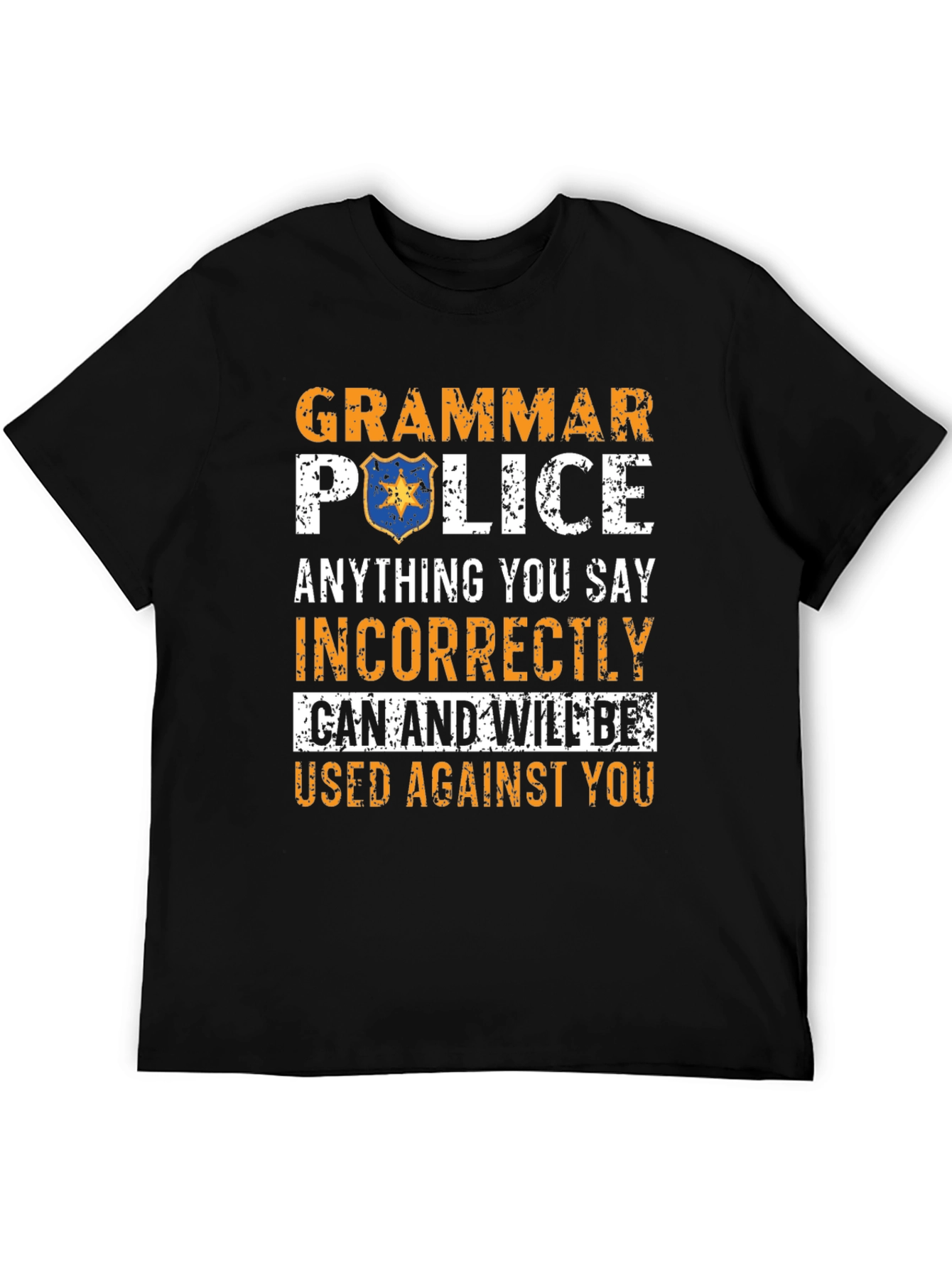 Black Grammar Police T-Shirt Funny Novelty Tee view 5