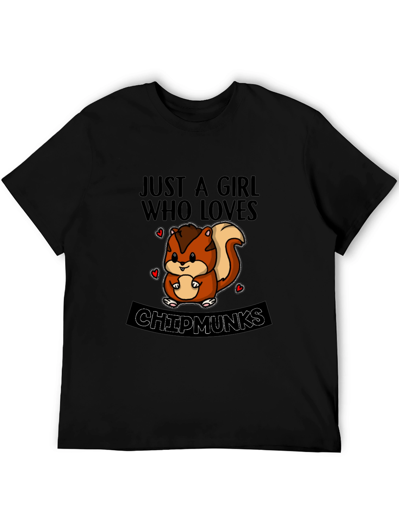 Black Cute Chipmunks Lover T-Shirt view 5