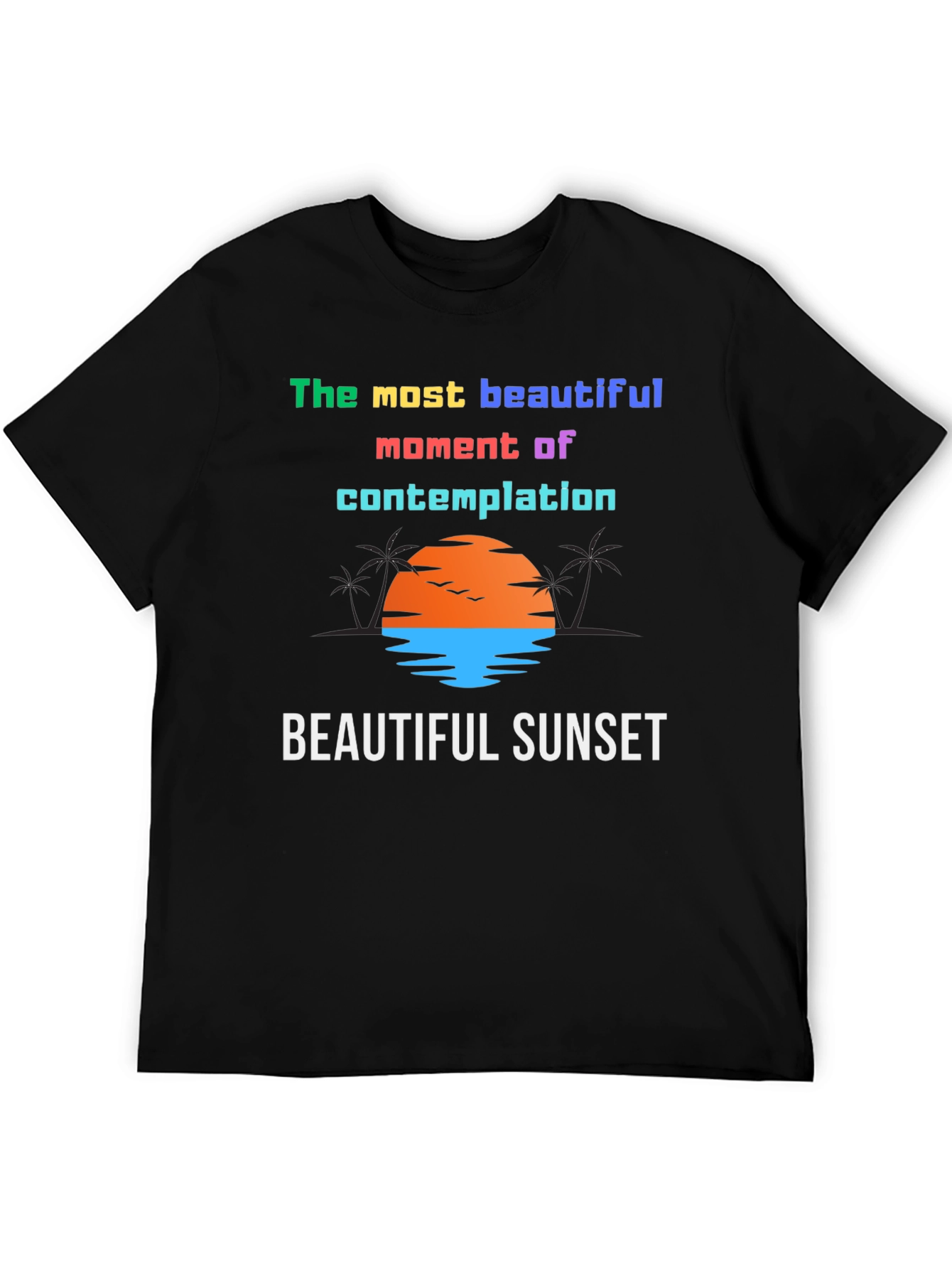 Black Beautiful Sunset Graphic T-Shirt view 5