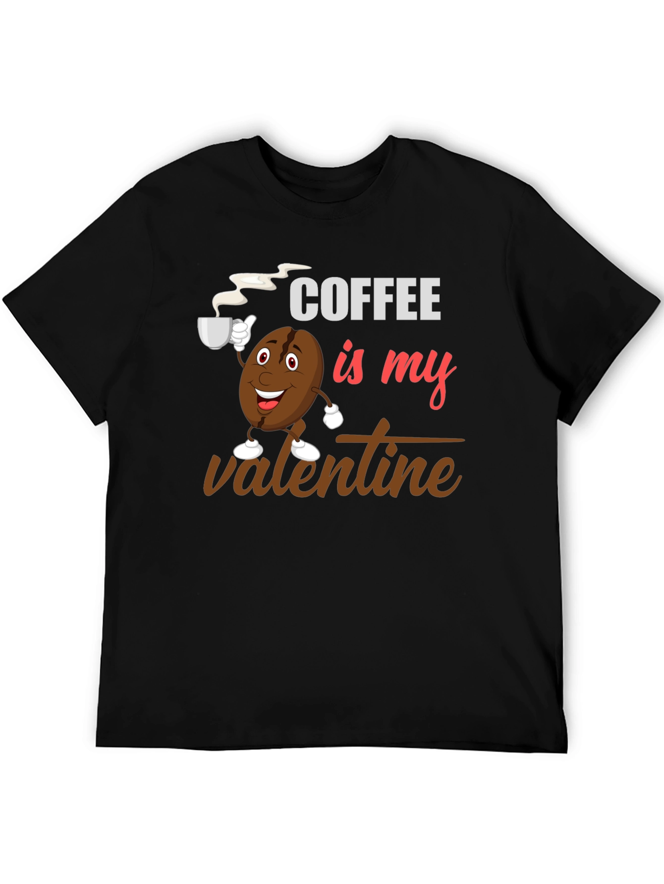 Black Coffee Is My Valentine Black Graphic T-Shirt view 5