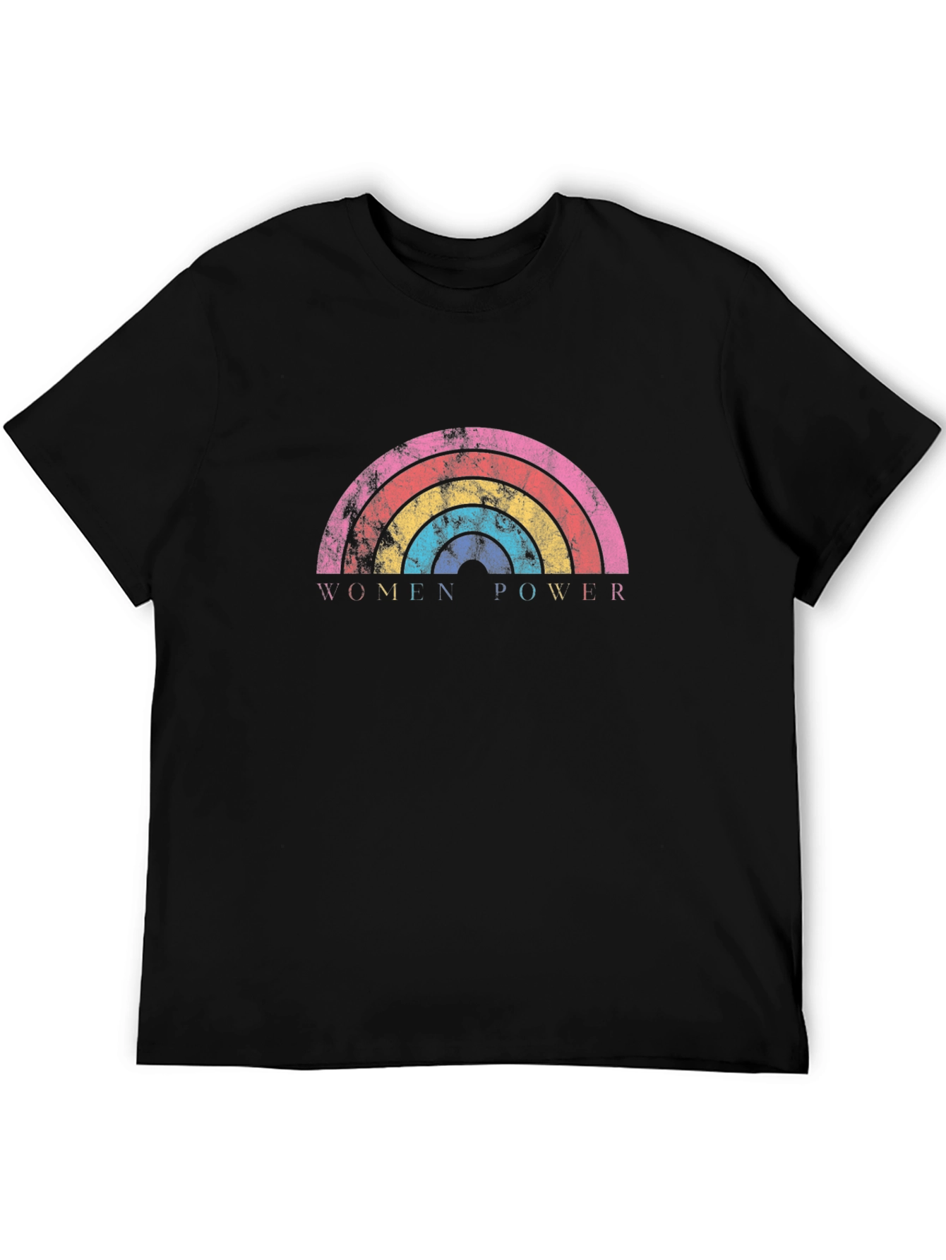 Black Women Power Rainbow Graphic Tee - Black Unisex T-Shirt view 5