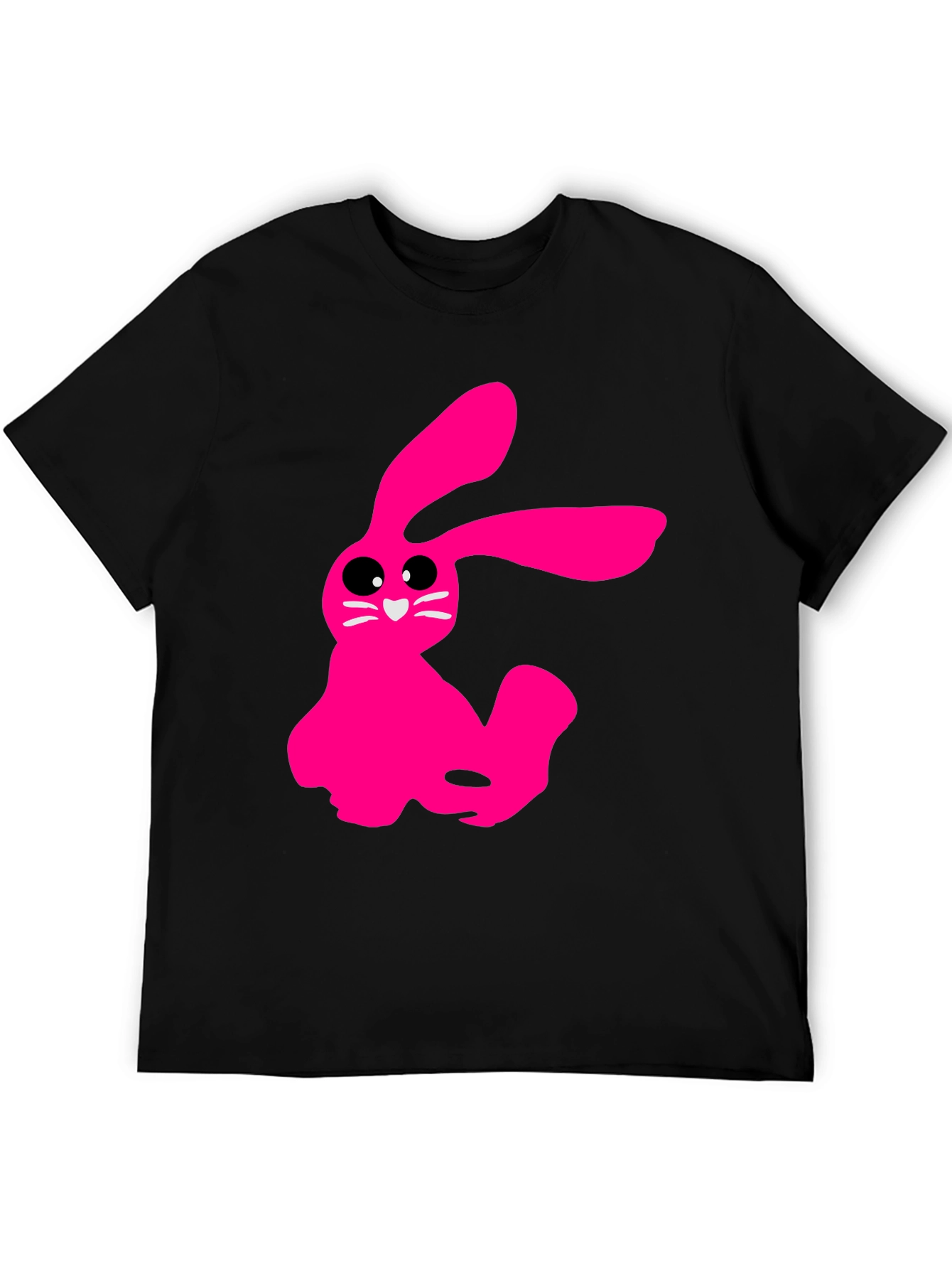 Black Pink Bunny Graphic Tee - Soft Cotton Black T-Shirt view 5