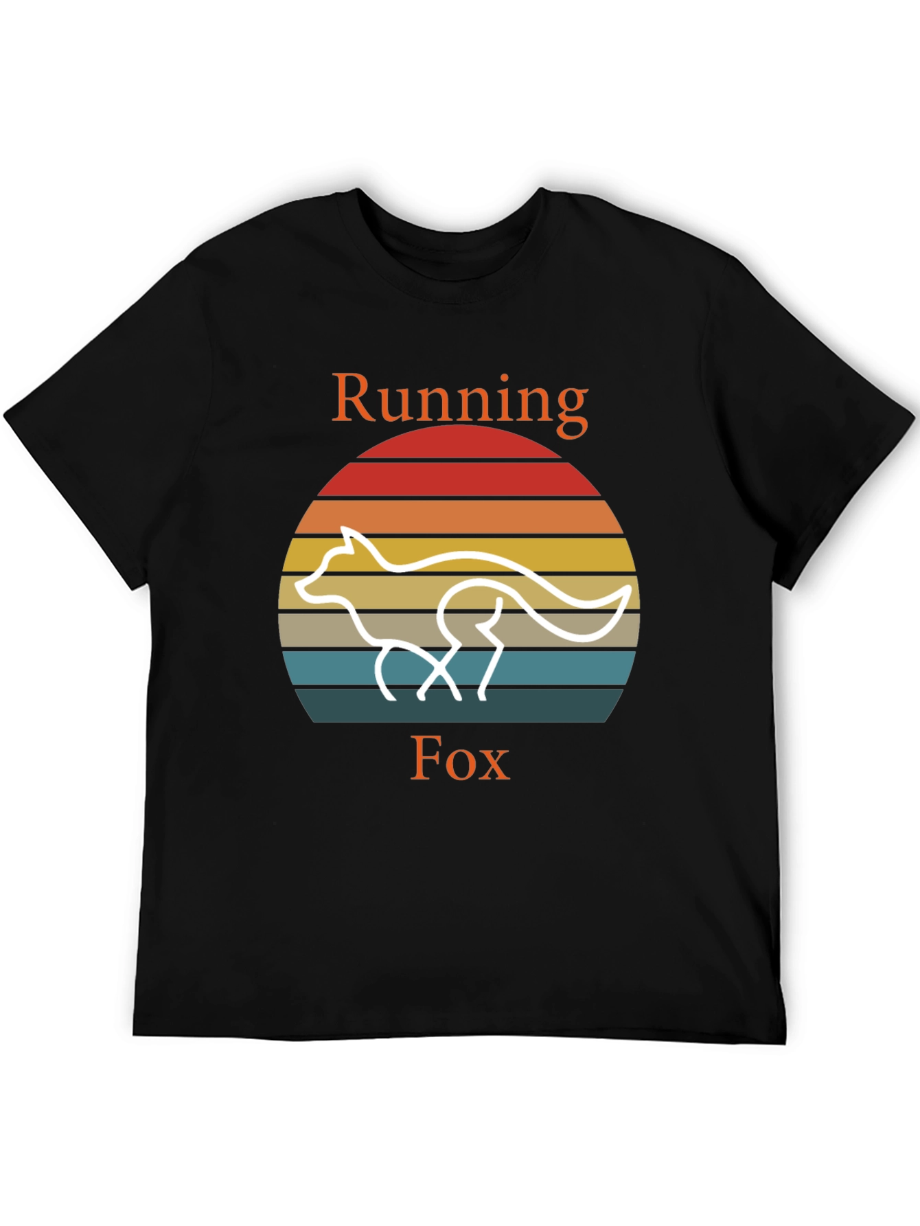 Black Running Fox T-Shirt Retro Style Tee view 5