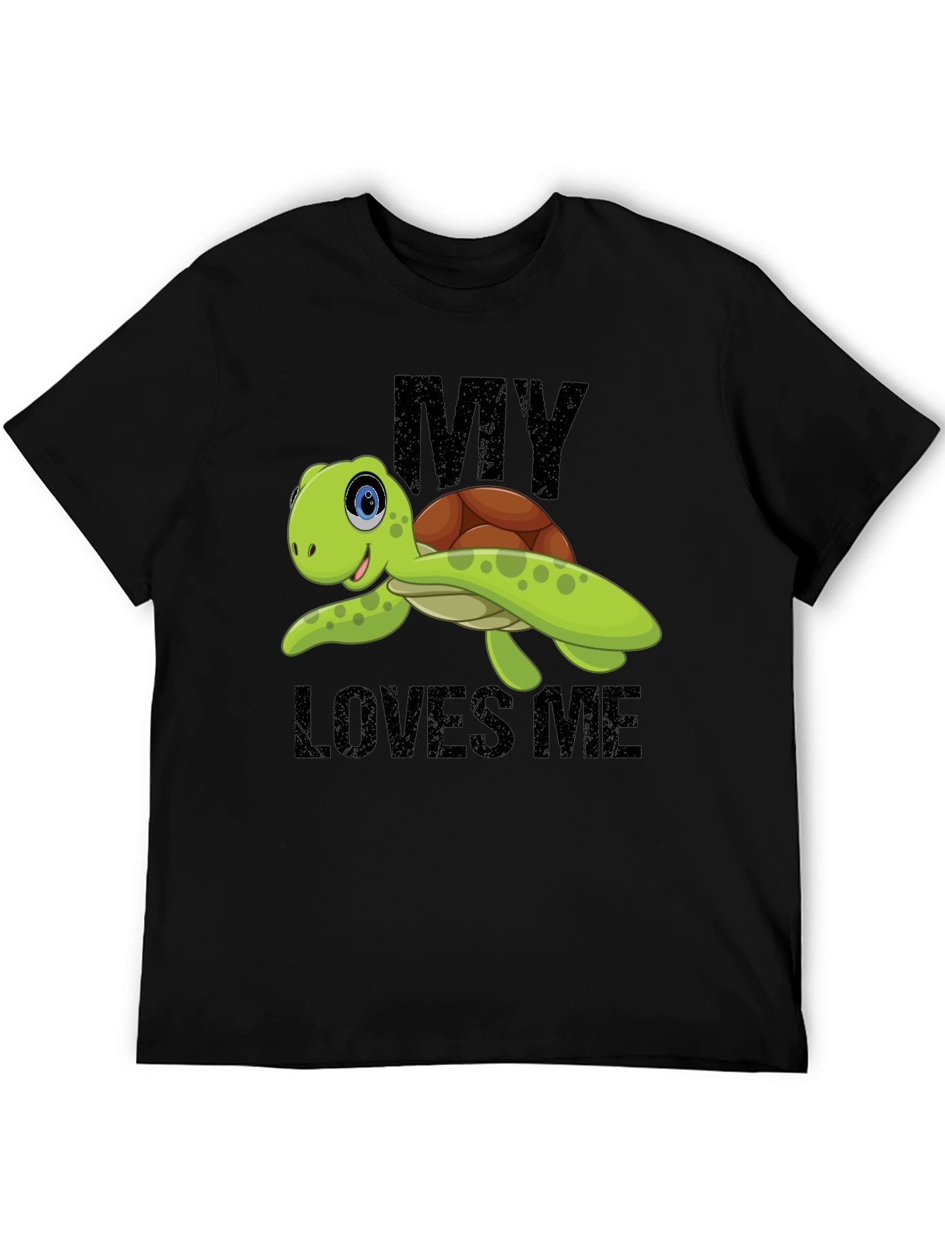 Black My Turtle Loves Me Graphic T-Shirt view 5