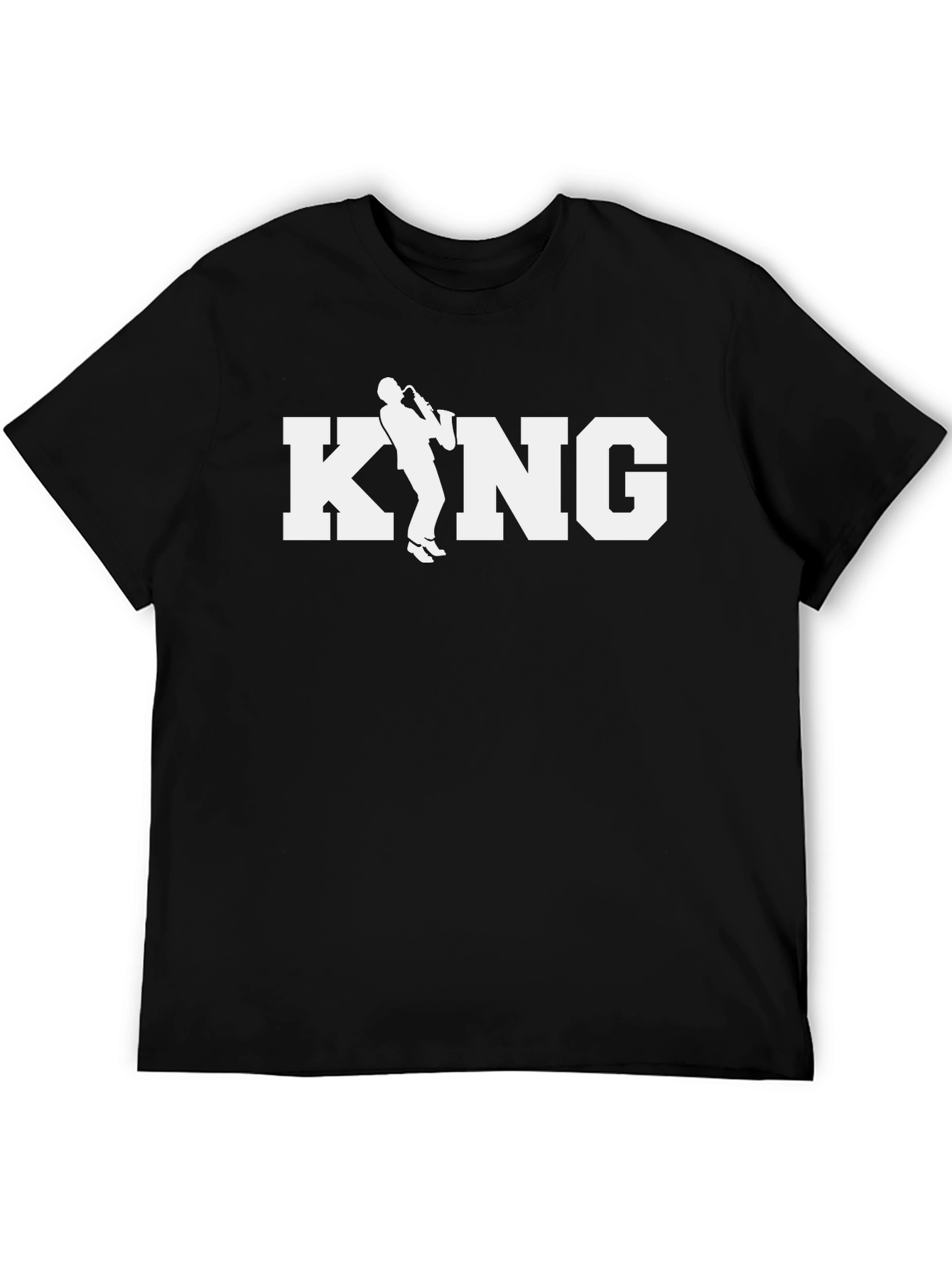 Black Saxophone King Graphic Tee - Black Cotton T-Shirt view 5