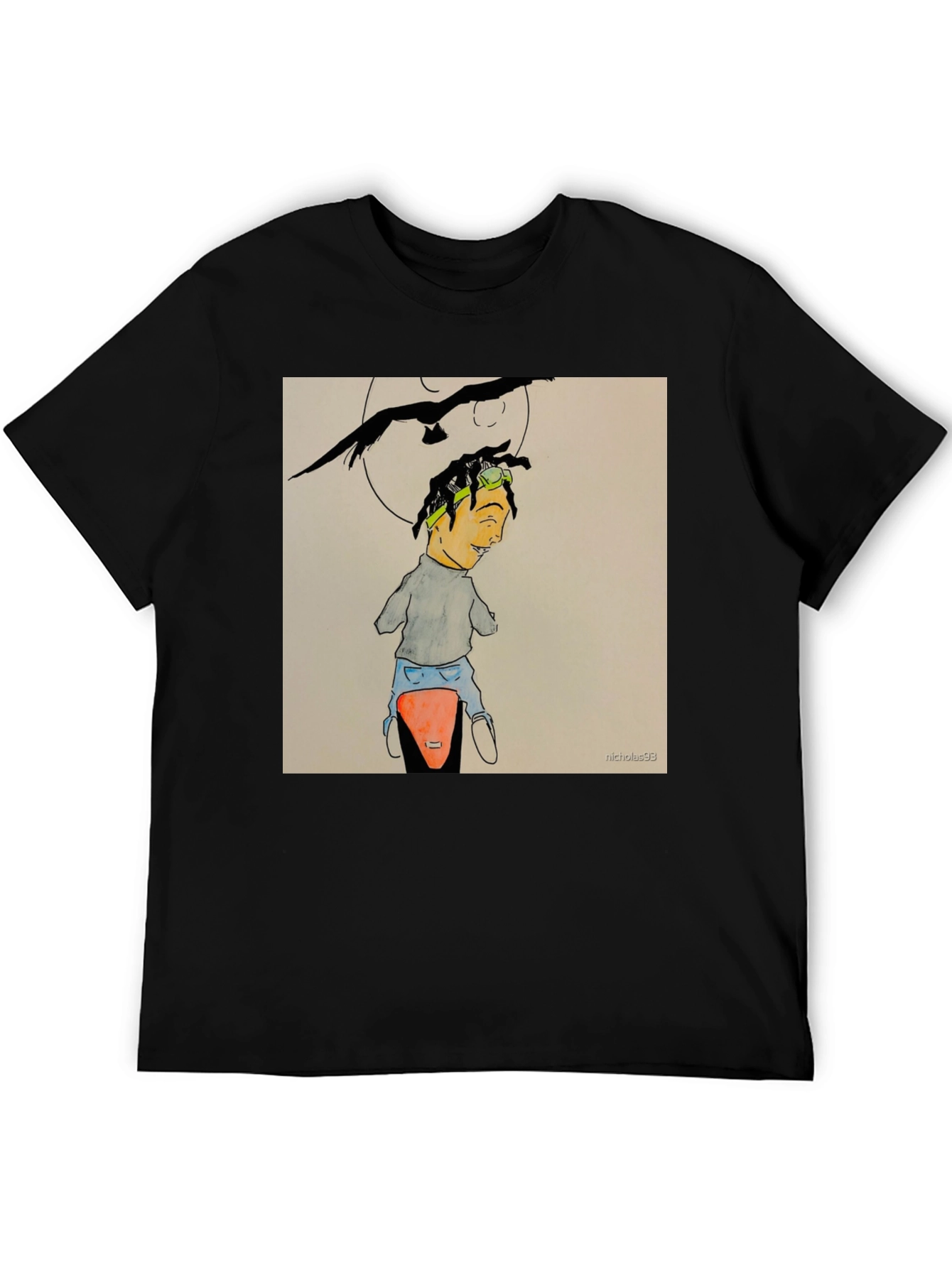 Black Unique Graphic Tee - Man on Motorcycle view 5