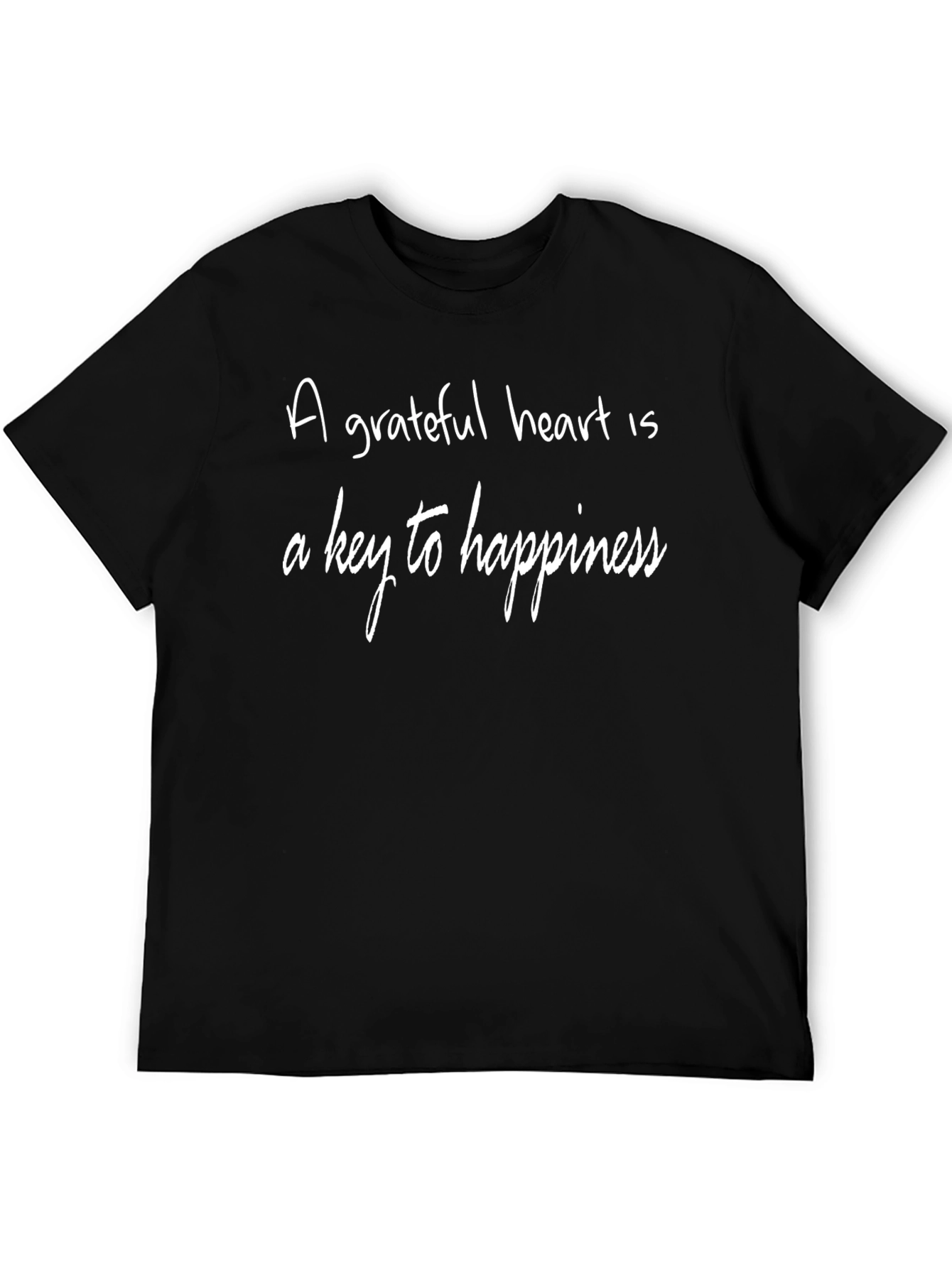 Black Grateful Heart Happiness T-Shirt - Black view 5