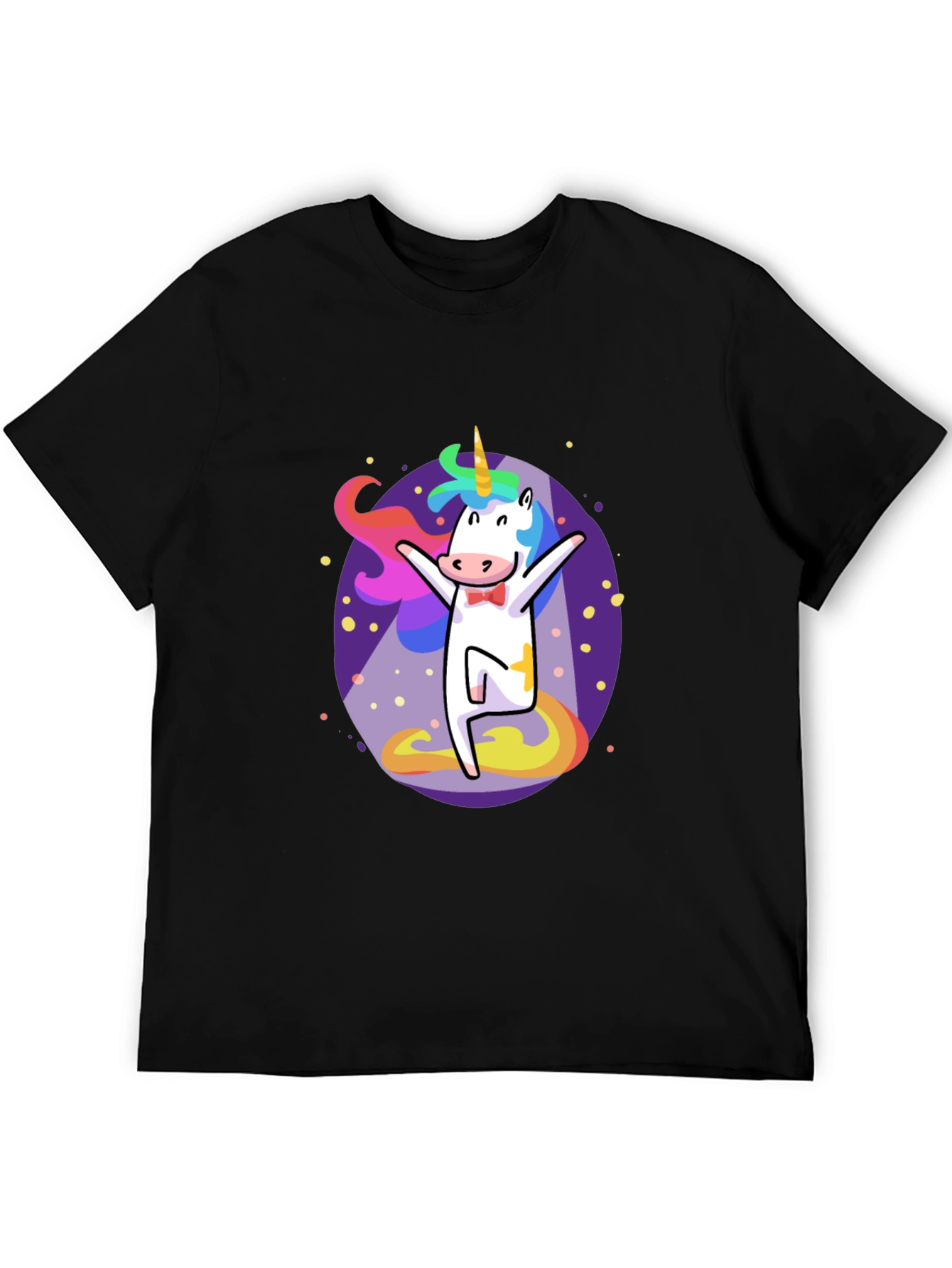 Black Funny Unicorn Graphic Tee - Men's Black T-Shirt view 5
