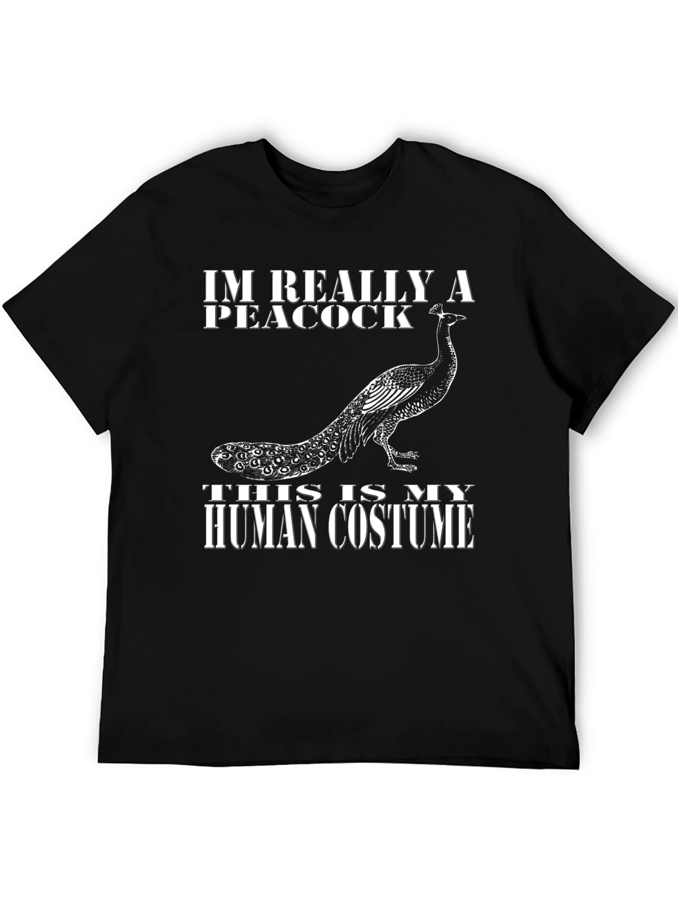 Black I'm Really a Peacock T-Shirt - Human Costume Design view 5