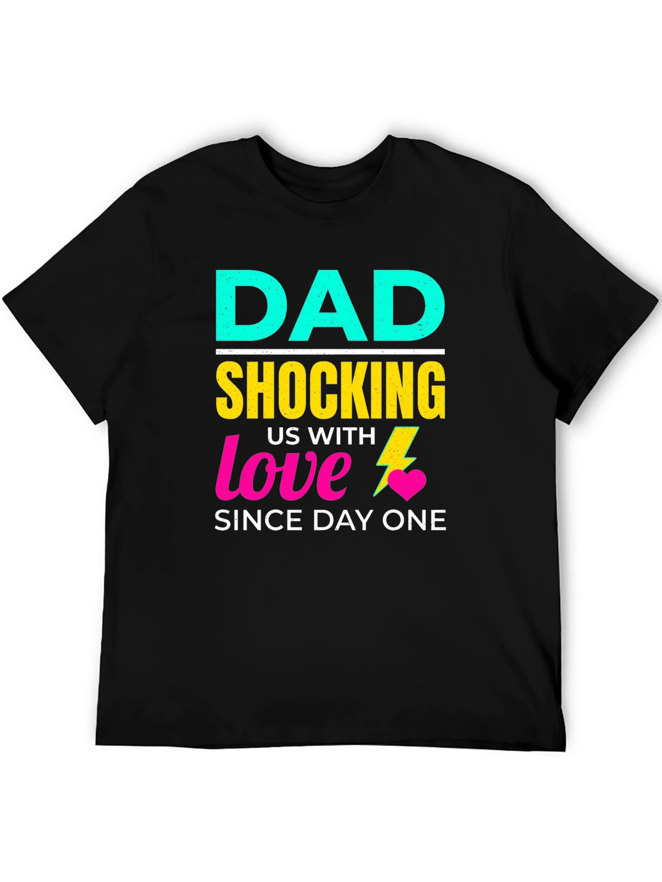 Black Funny Dad Shocking Love T-Shirt view 5