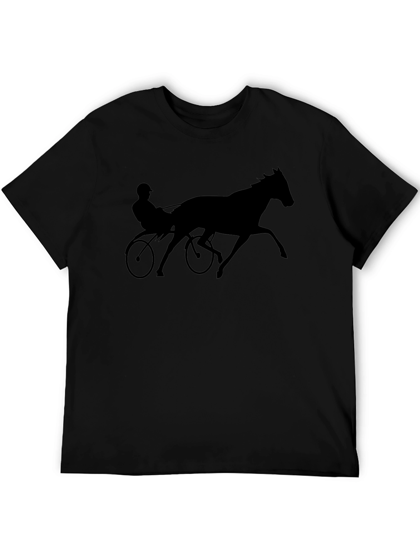 Black Horse Racing Silhouette Black T-Shirt view 5
