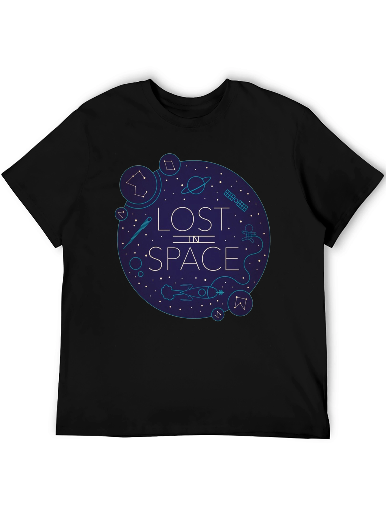 Black Lost in Space Graphic Tee - Black Cotton Blend view 5