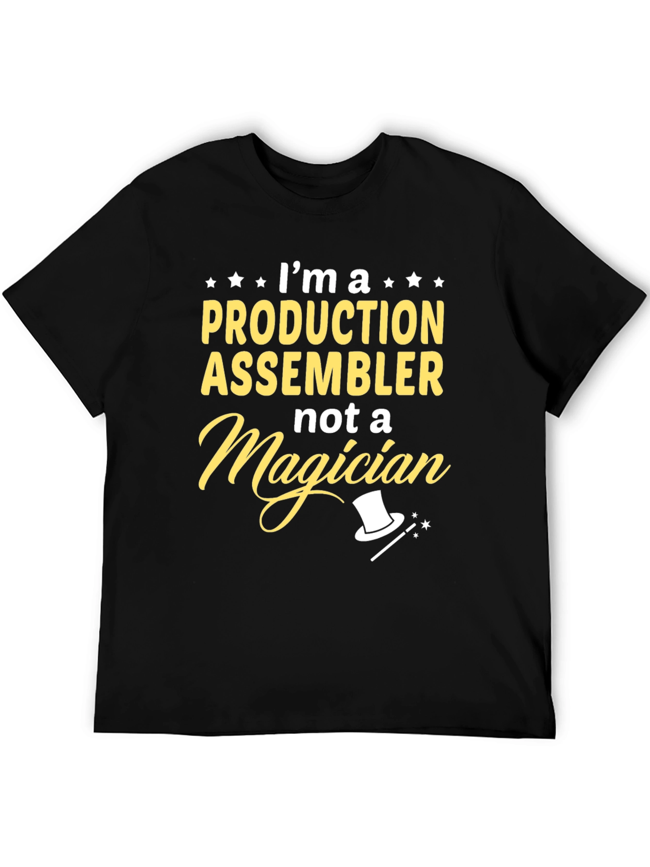 Black Production Assembler T-Shirt - Not a Magician Funny Tee view 5