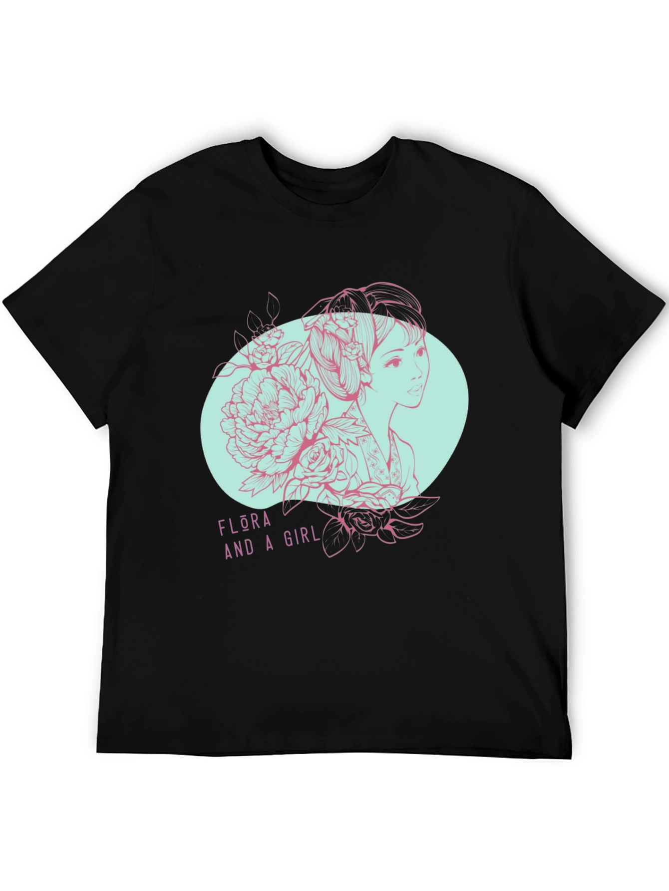 Black Flora and a Girl Tee - Unique Graphic Design view 5