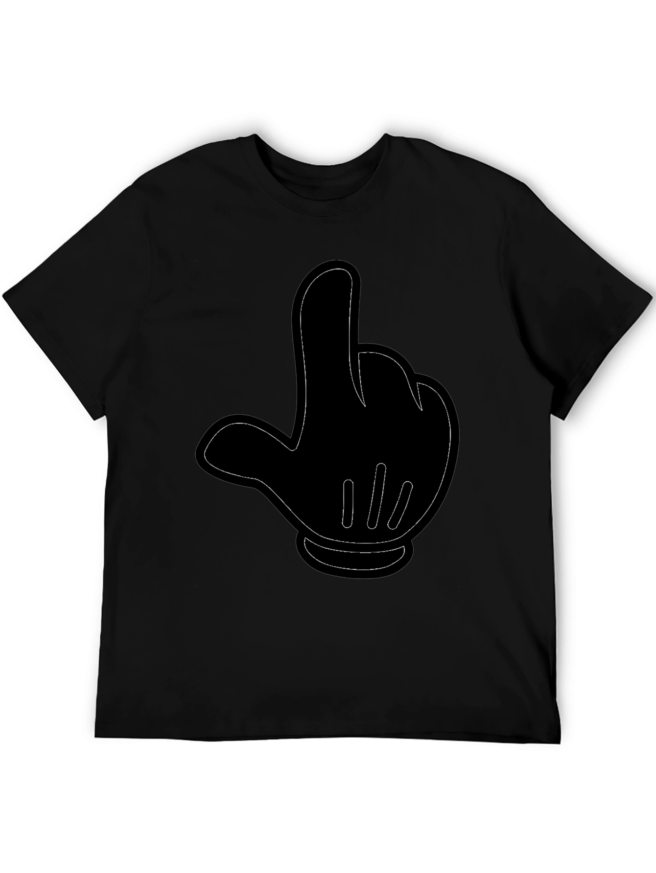 Black Cartoon Hand Gesture Black T-Shirt view 5