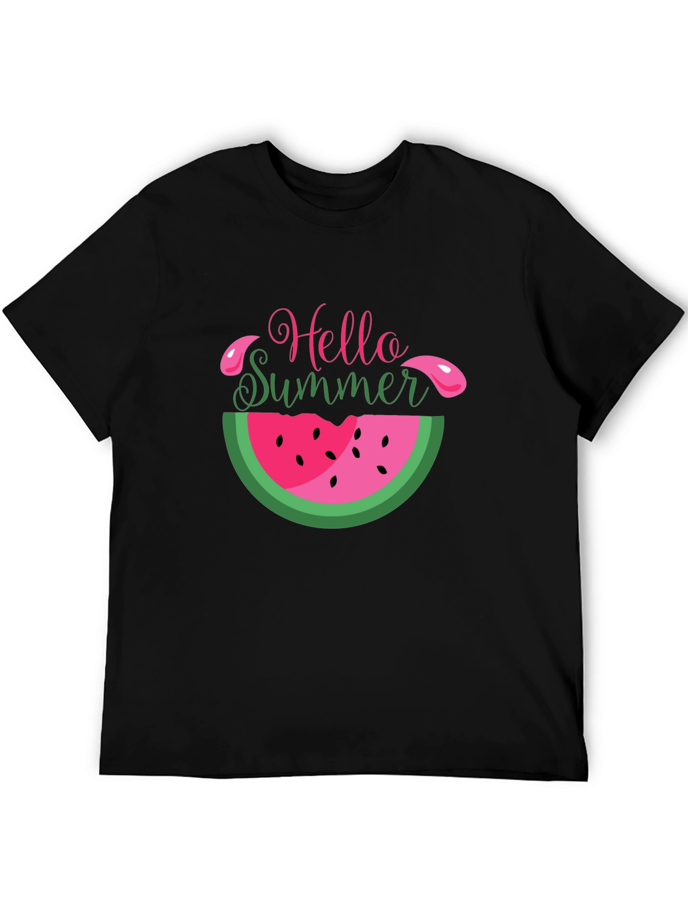 Black Hello Summer Watermelon T-Shirt view 5
