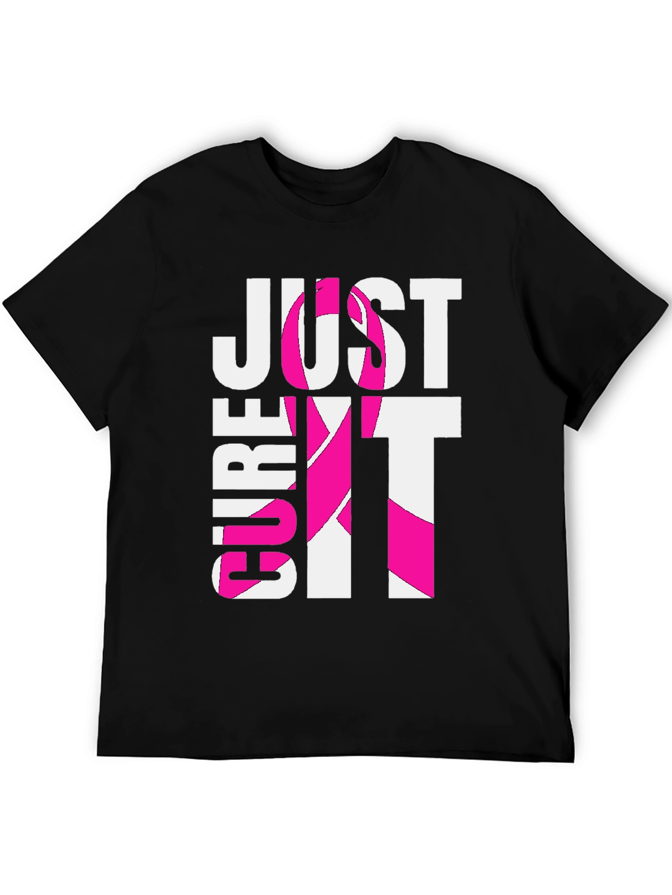 Black Just Cure It T-Shirt - Breast Cancer Awareness Tee view 5