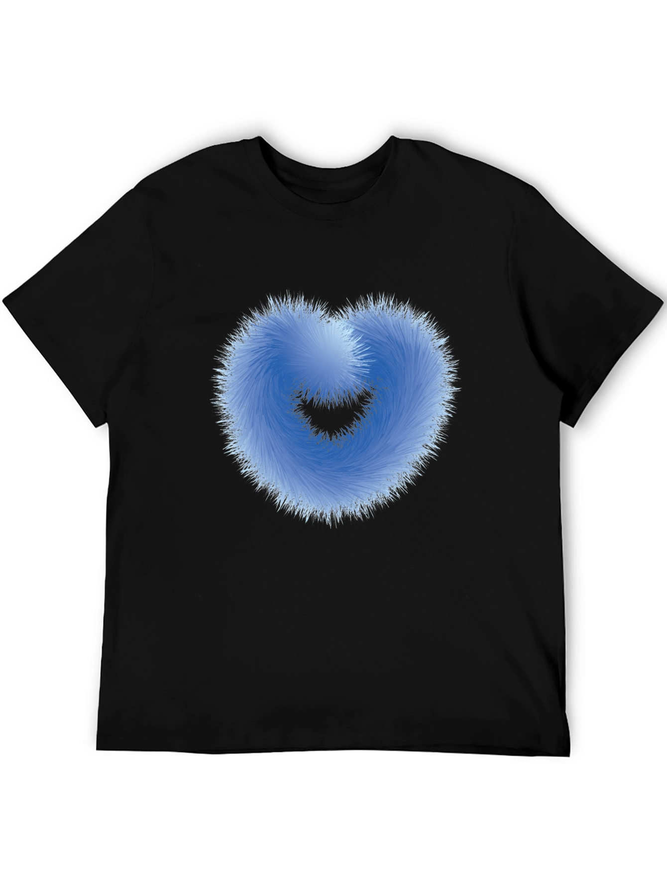 Black Fuzzy Heart Graphic Black T-Shirt view 5