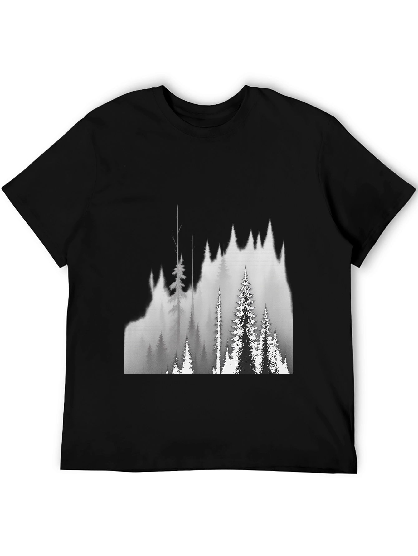 Black Black T-Shirt with Forest Graphic view 5