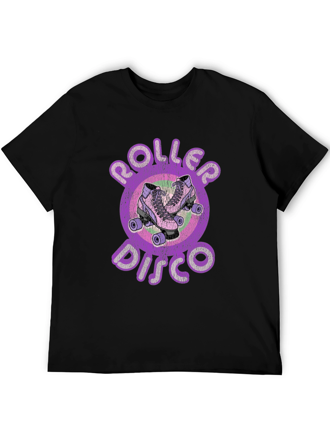 Black Retro Roller Disco T-Shirt - Vintage Skate Style view 5