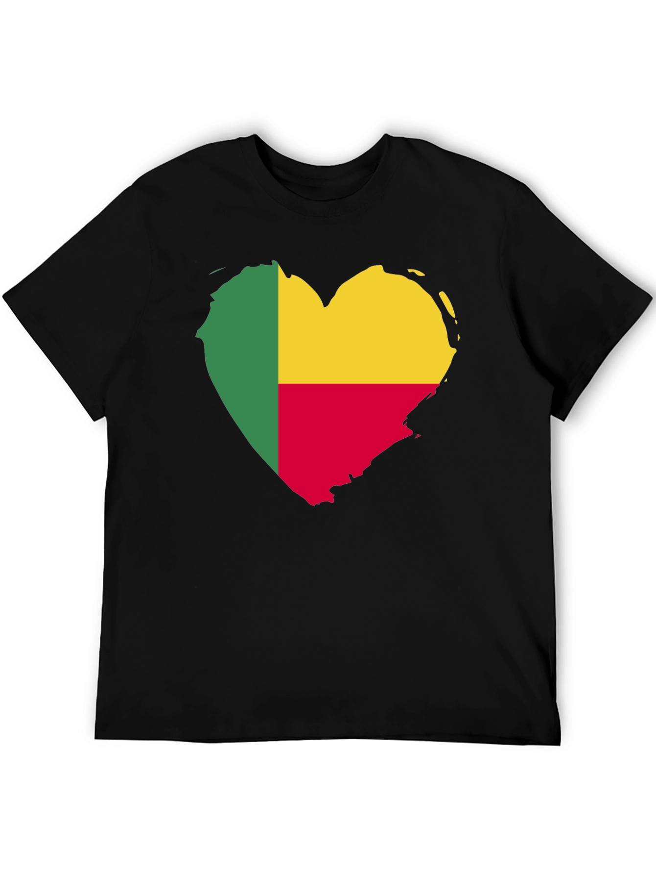 Black Benin Flag Heart T-Shirt view 5