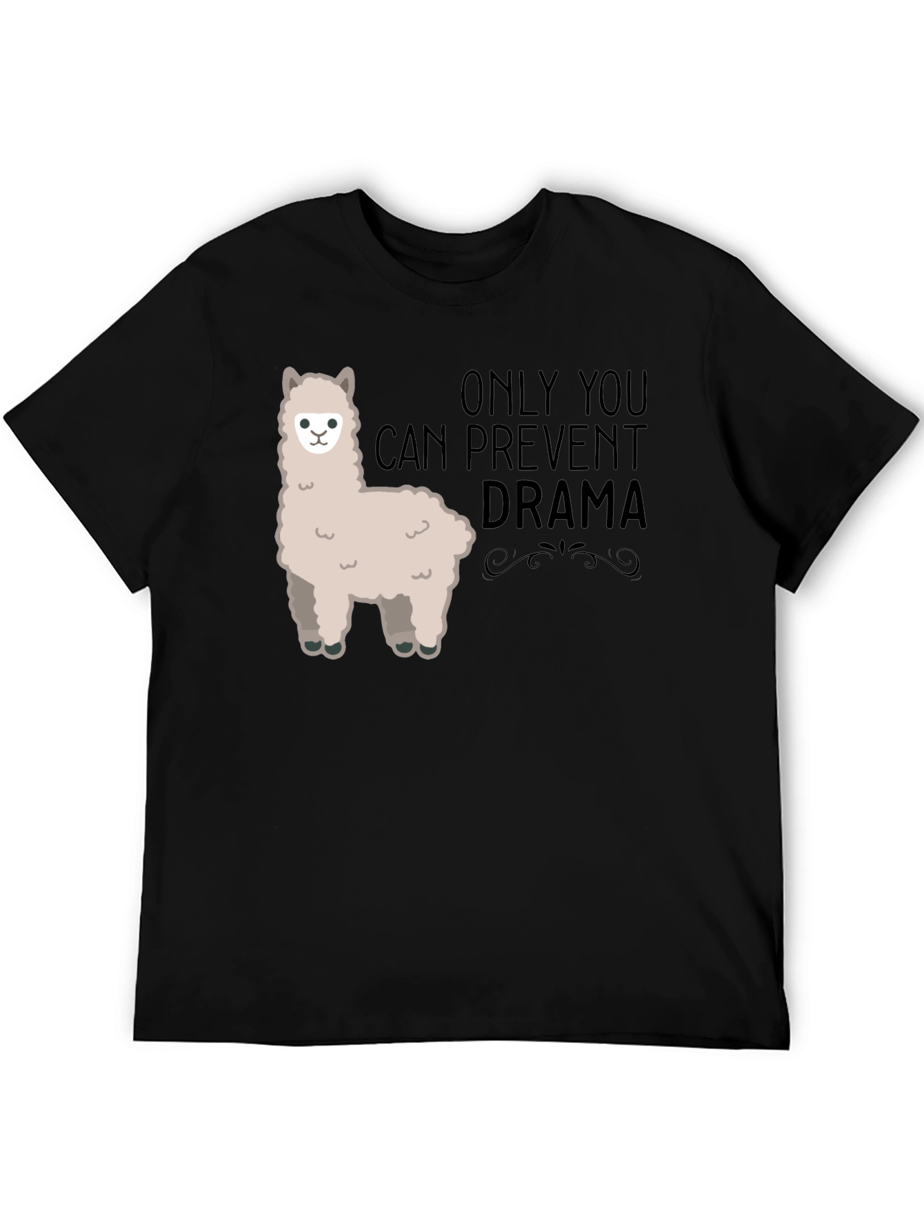 Black Prevent Drama Llama T-Shirt - Mens Humor Graphic Tee view 5