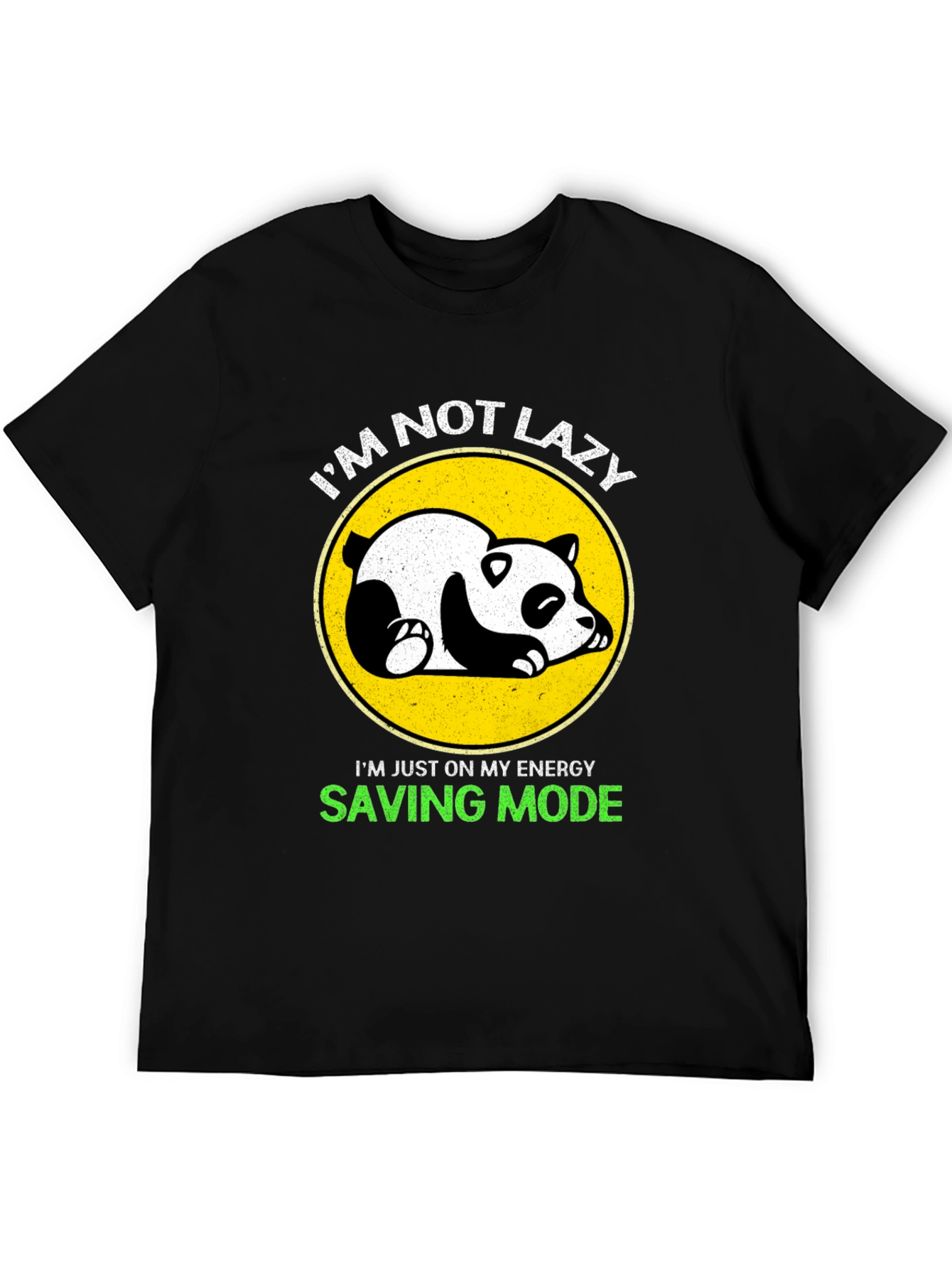 Black Lazy Panda Energy Saving Mode Black T-Shirt view 5