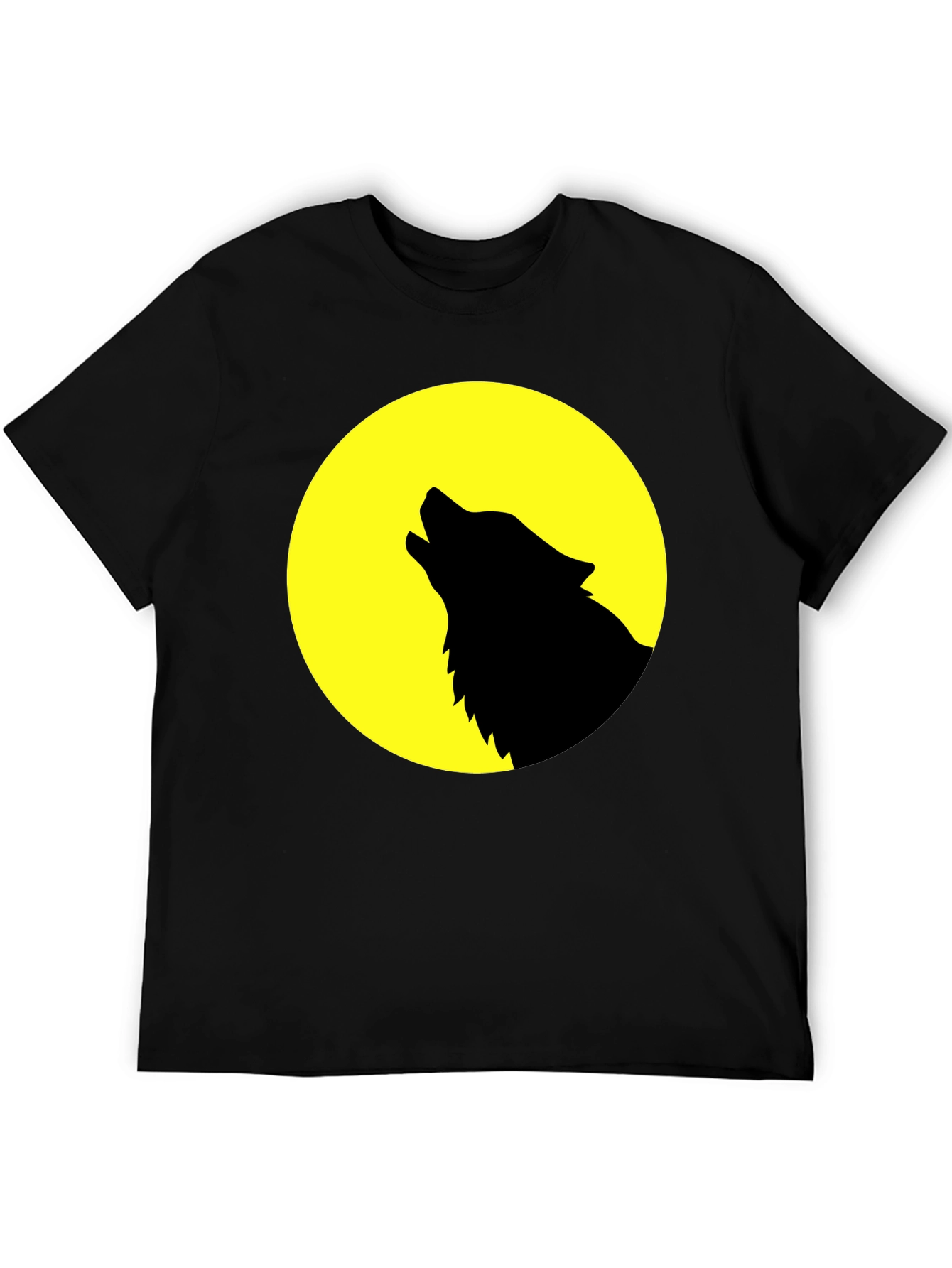 Black Wolf Howling at Moon Graphic T-Shirt - Black view 5
