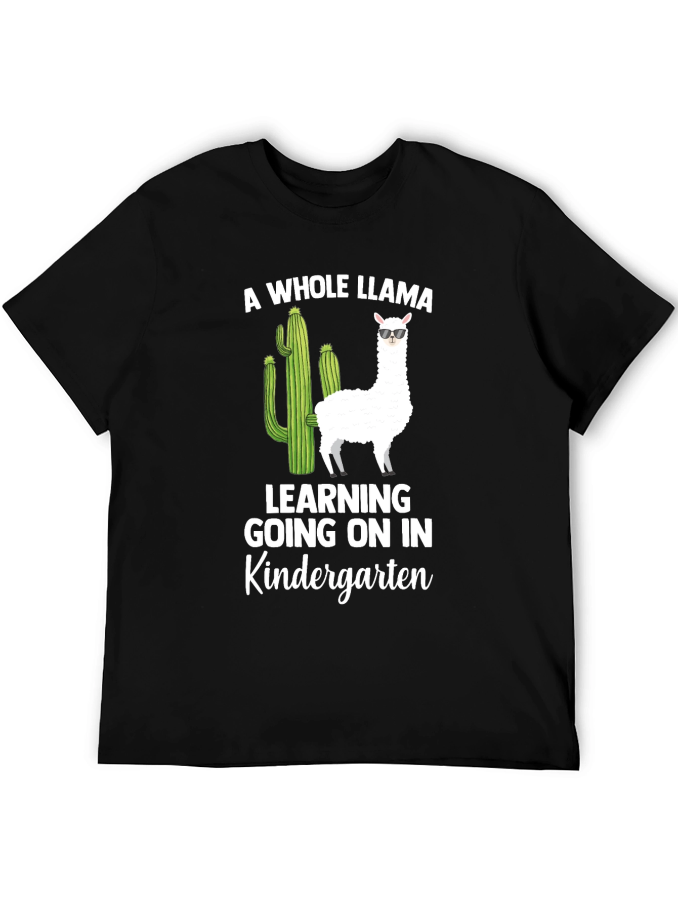 Black A Whole Llama Kindergarten T-Shirt view 5